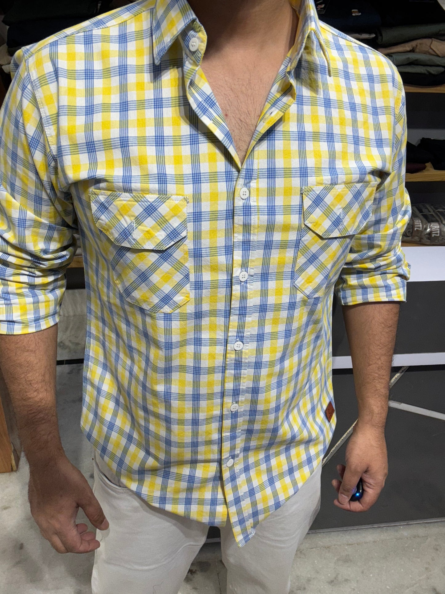 Double Pocket Checked Shirt (L) ED1096