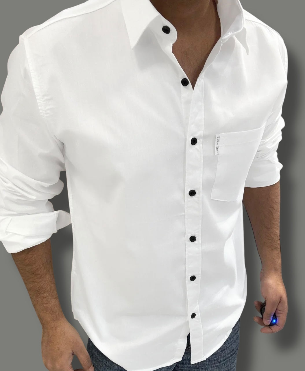 Premium White Solid Shirt (2XL) ED1184