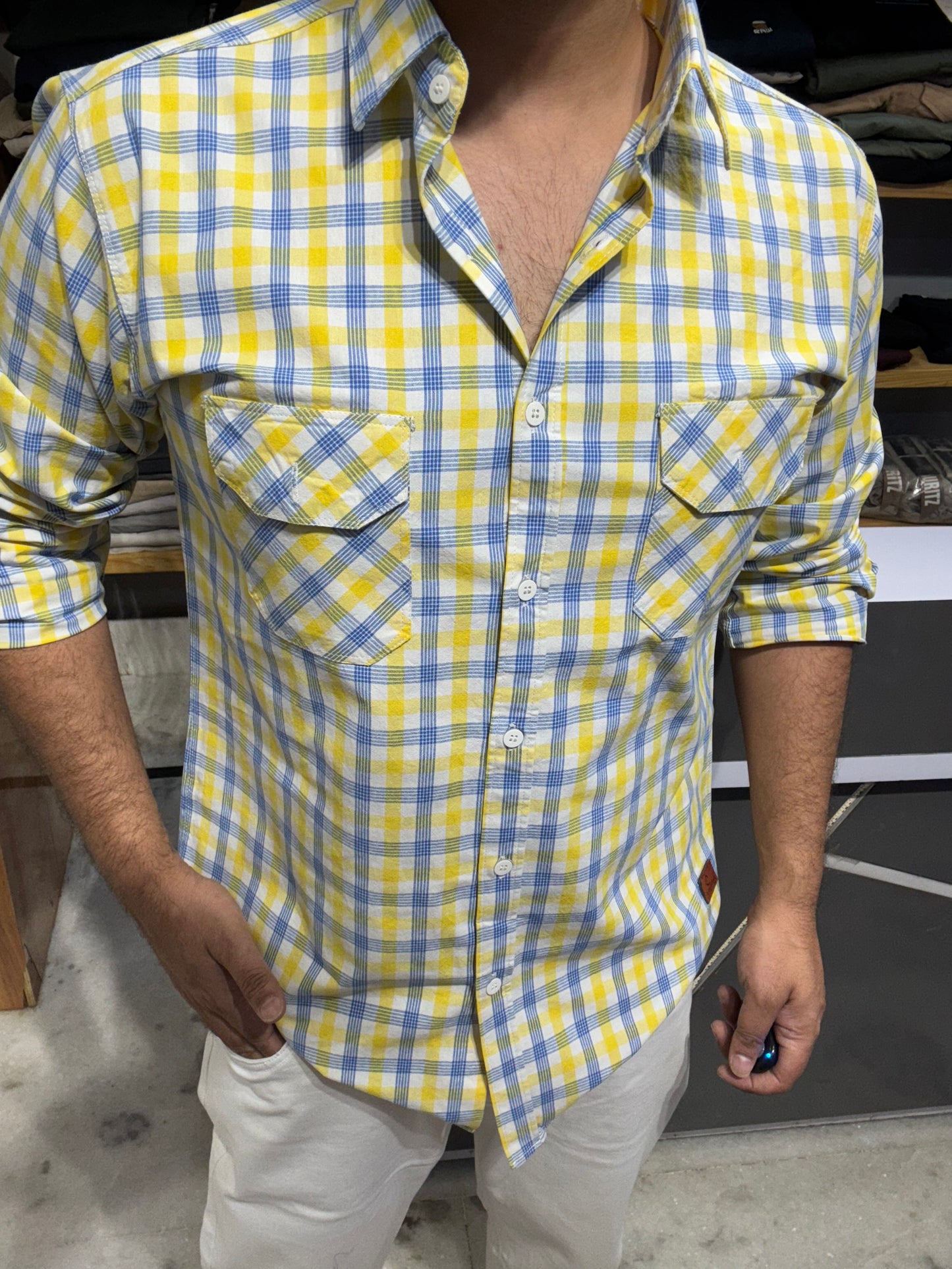 Double Pocket Checked Shirt (L) ED1096