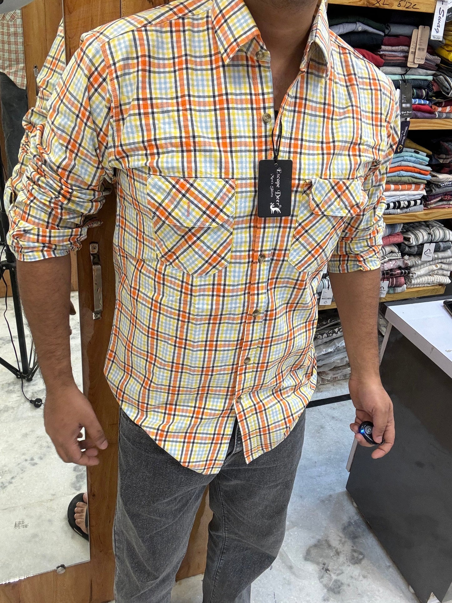 Premium Checked Double Pocket Shirt (XL) ED1080