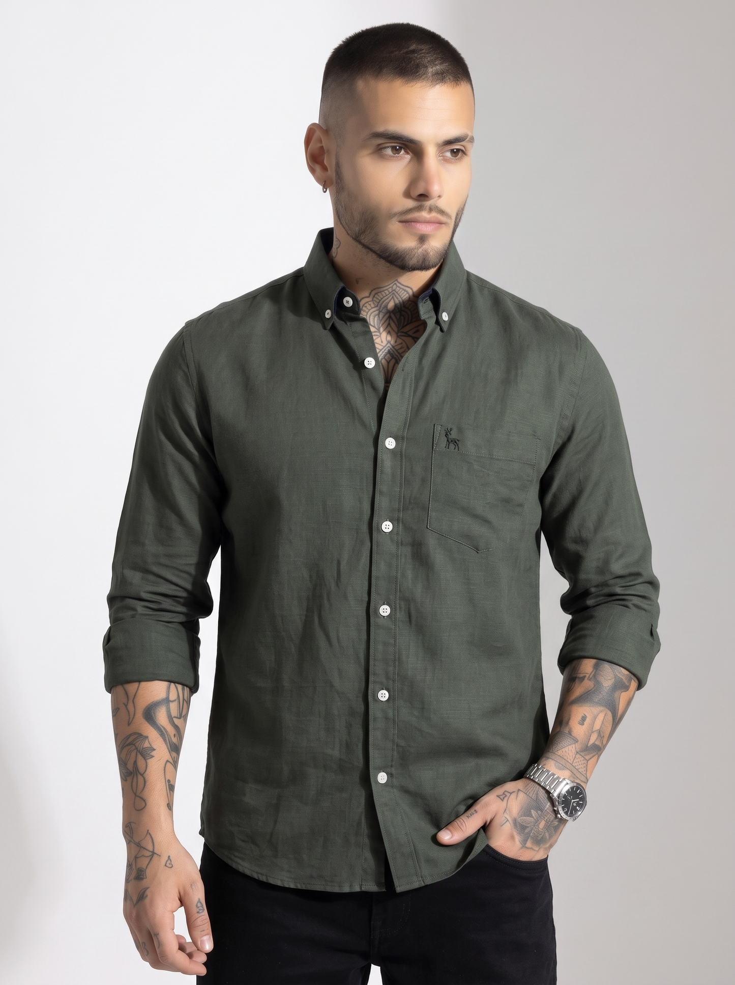 Escape Deer Cotton Linen Shirt EDS 1363 R8 S5