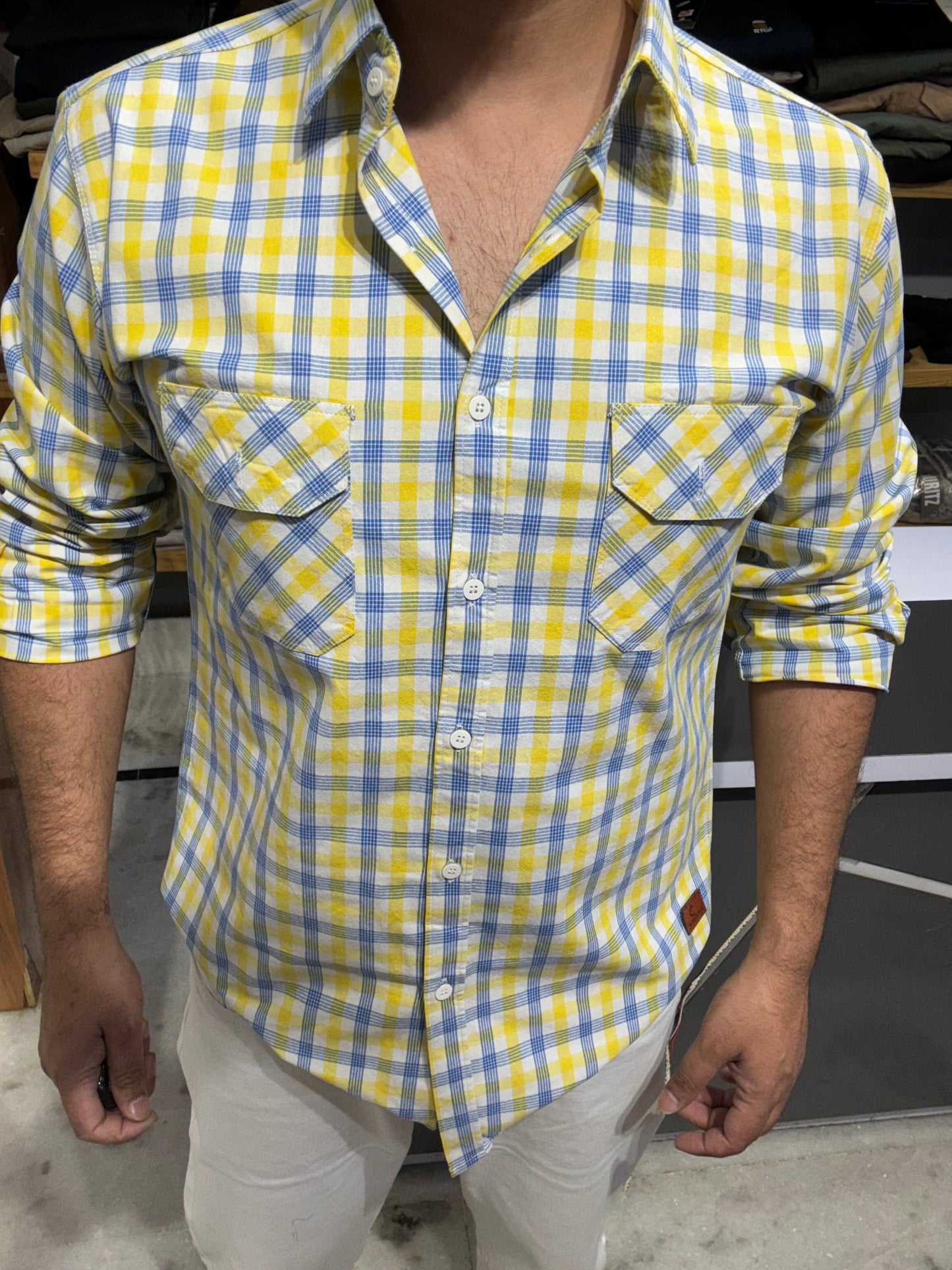 Double Pocket Checked Shirt (L) ED1096