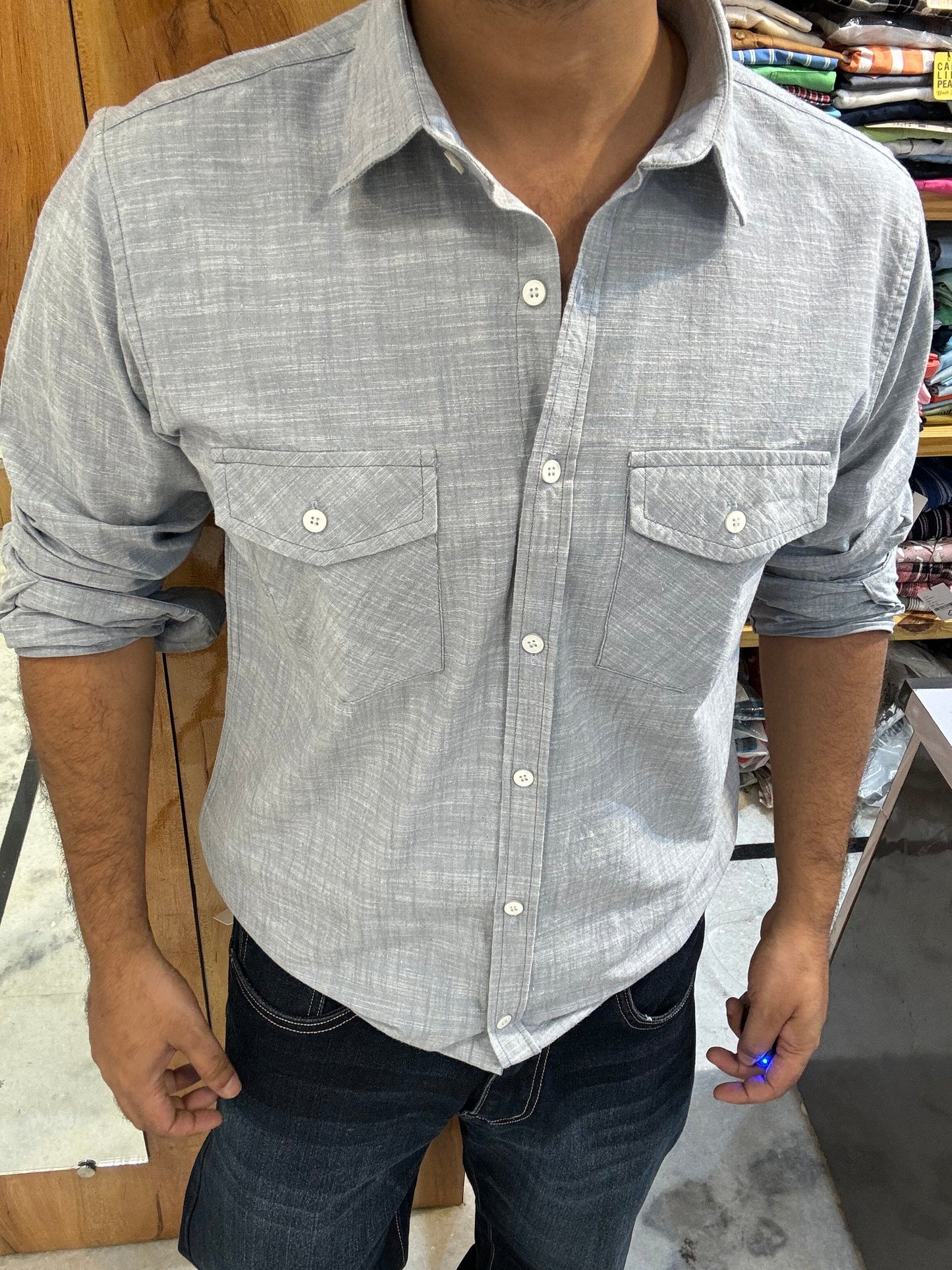 Double Pocket Grey Shirt (L) ED1161