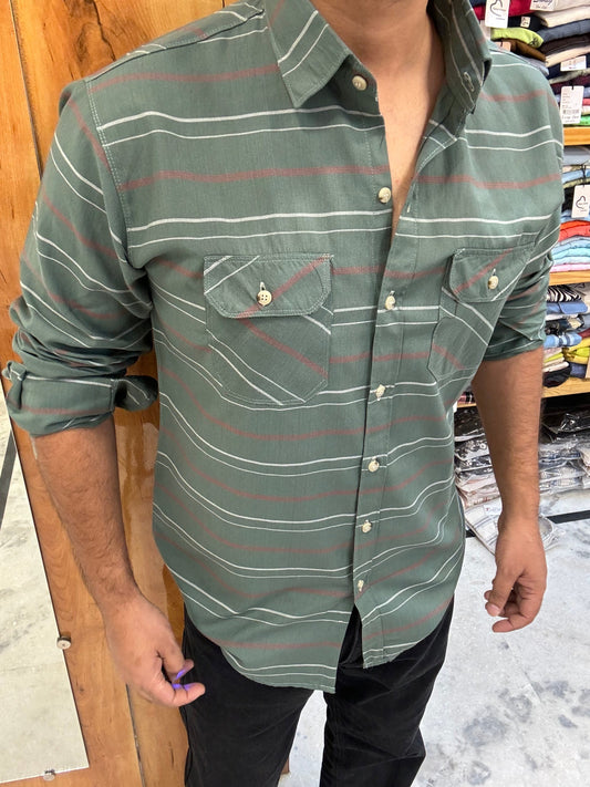 Green Striped Shirt (M) ED1032