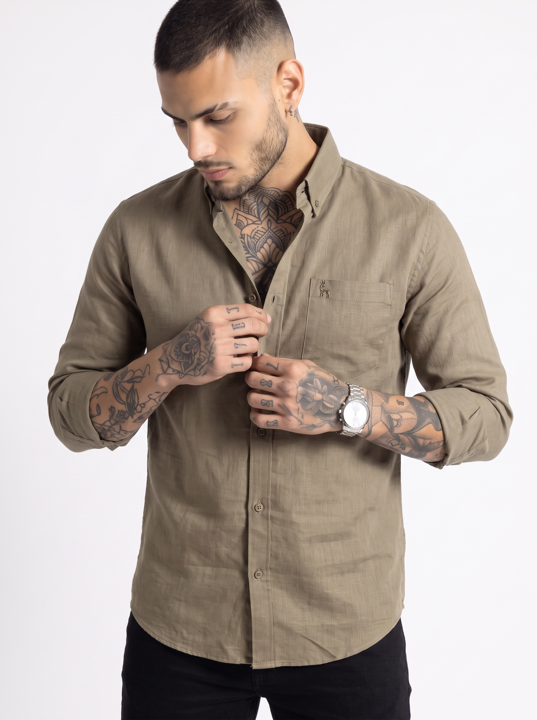 Escape Deer Cotton Linen Shirt EDS 1431 R5 S5
