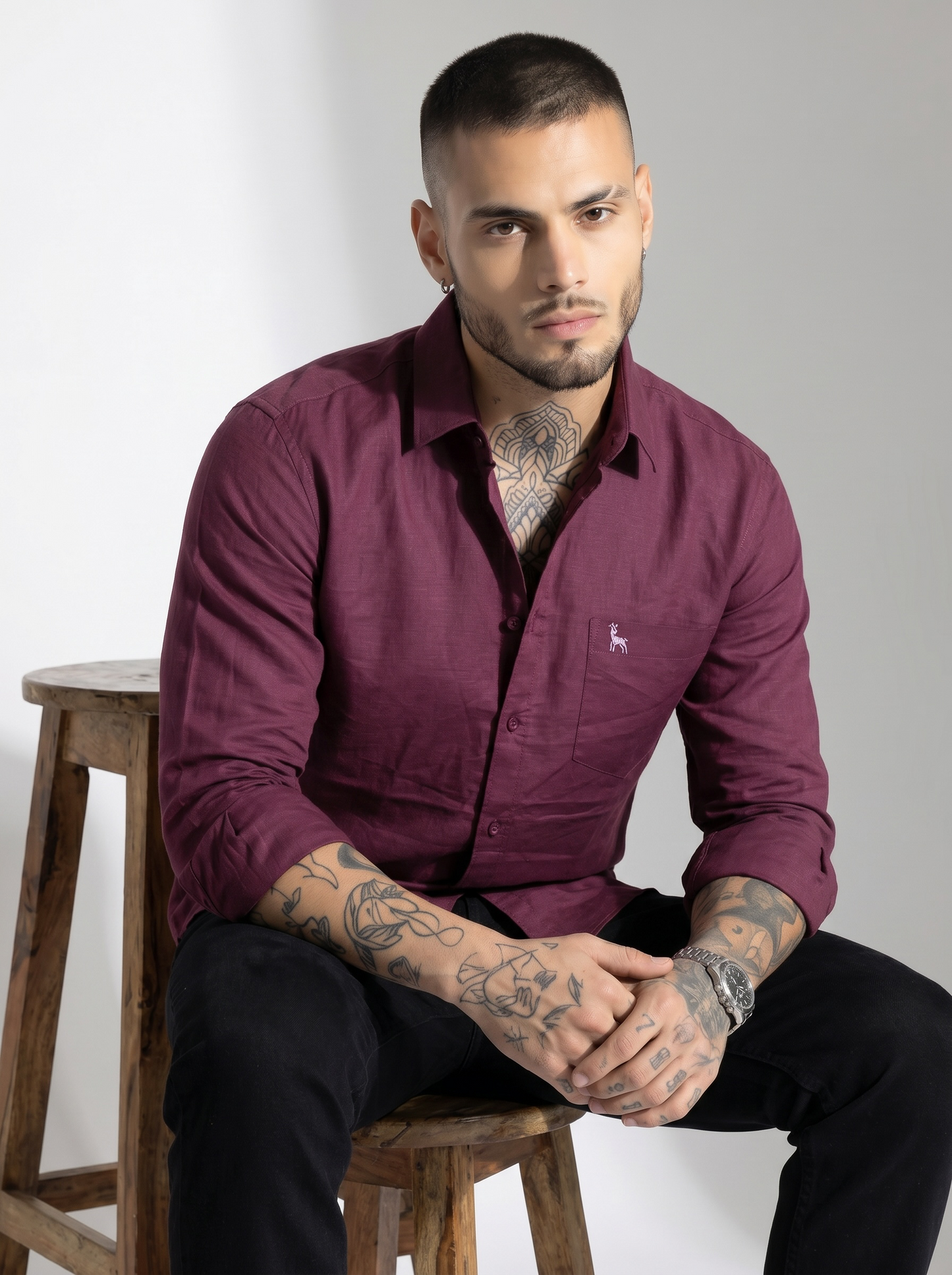 Escape Deer Cotton Linen Shirt EDS 1340 R9 S6