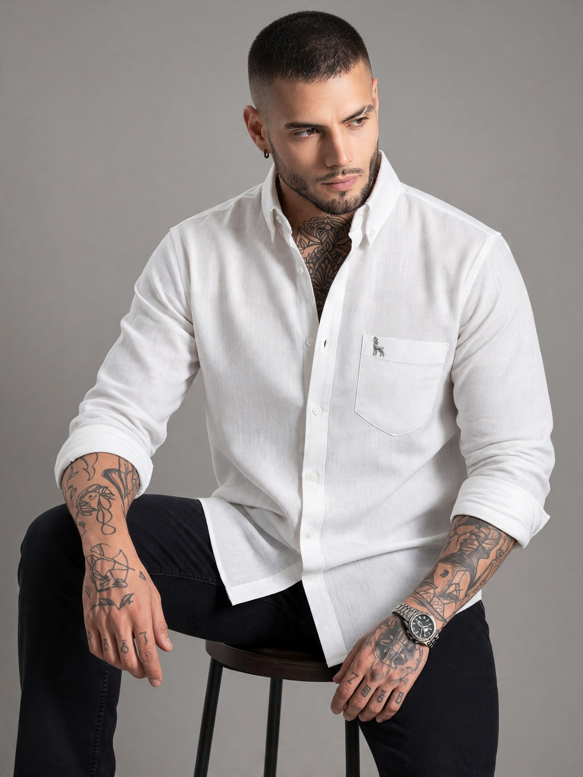 Escape Deer Cotton Linen Shirt EDS 1596 R10 S4