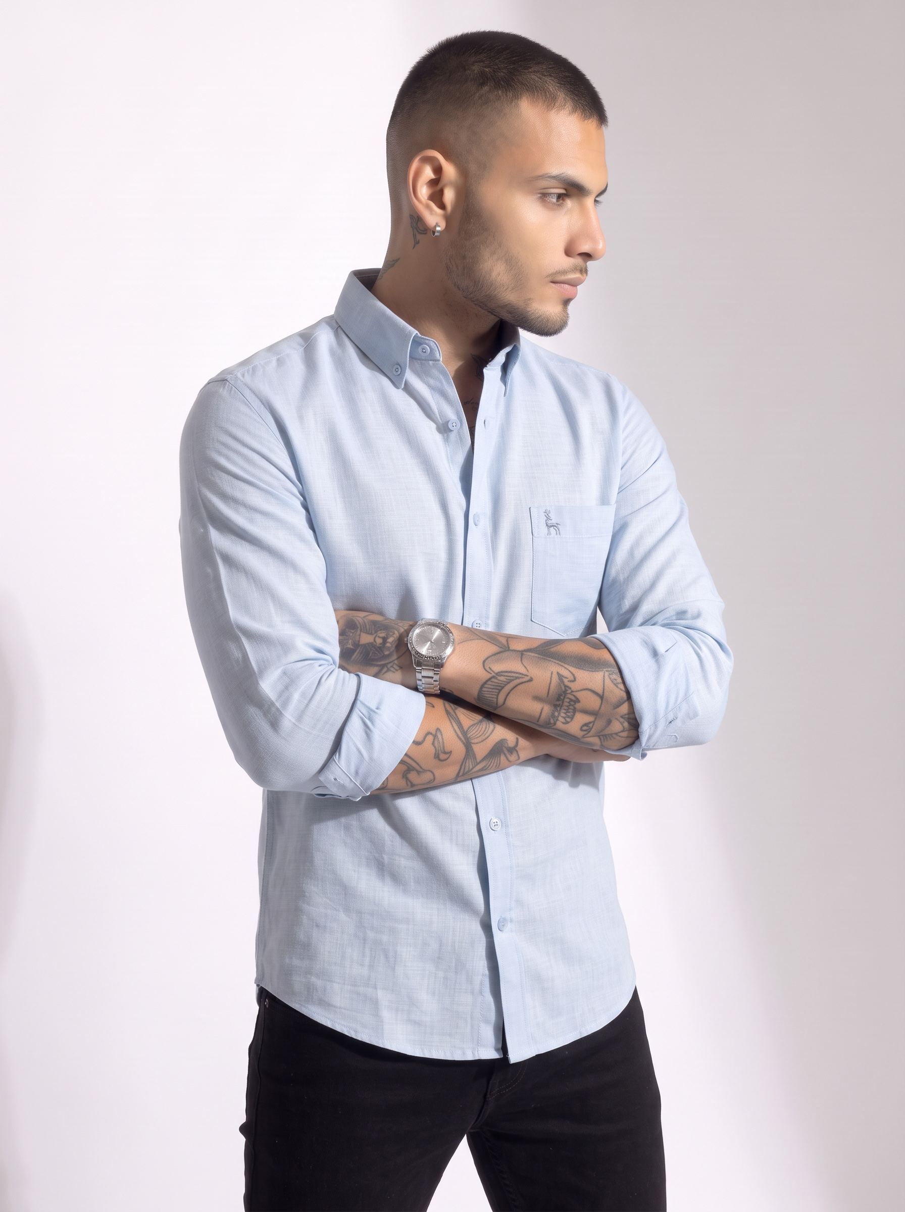 Escape Deer Cotton Linen Shirt EDS 1428 R6 S1