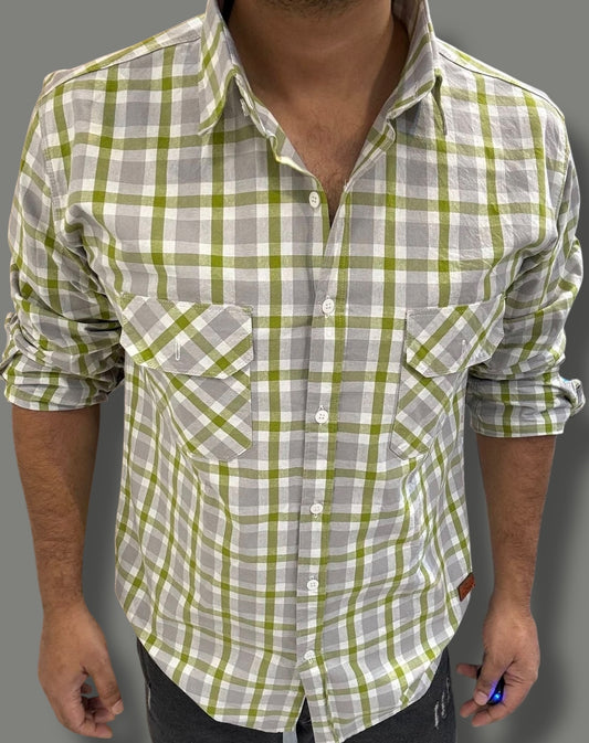 Double Pocket Checked Shirt (M) ED1094