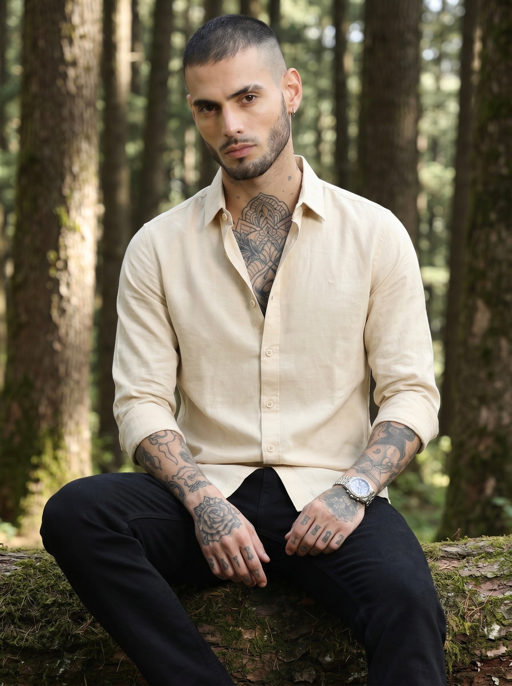 Escape Deer Cotton Linen Shirt EDS 1290