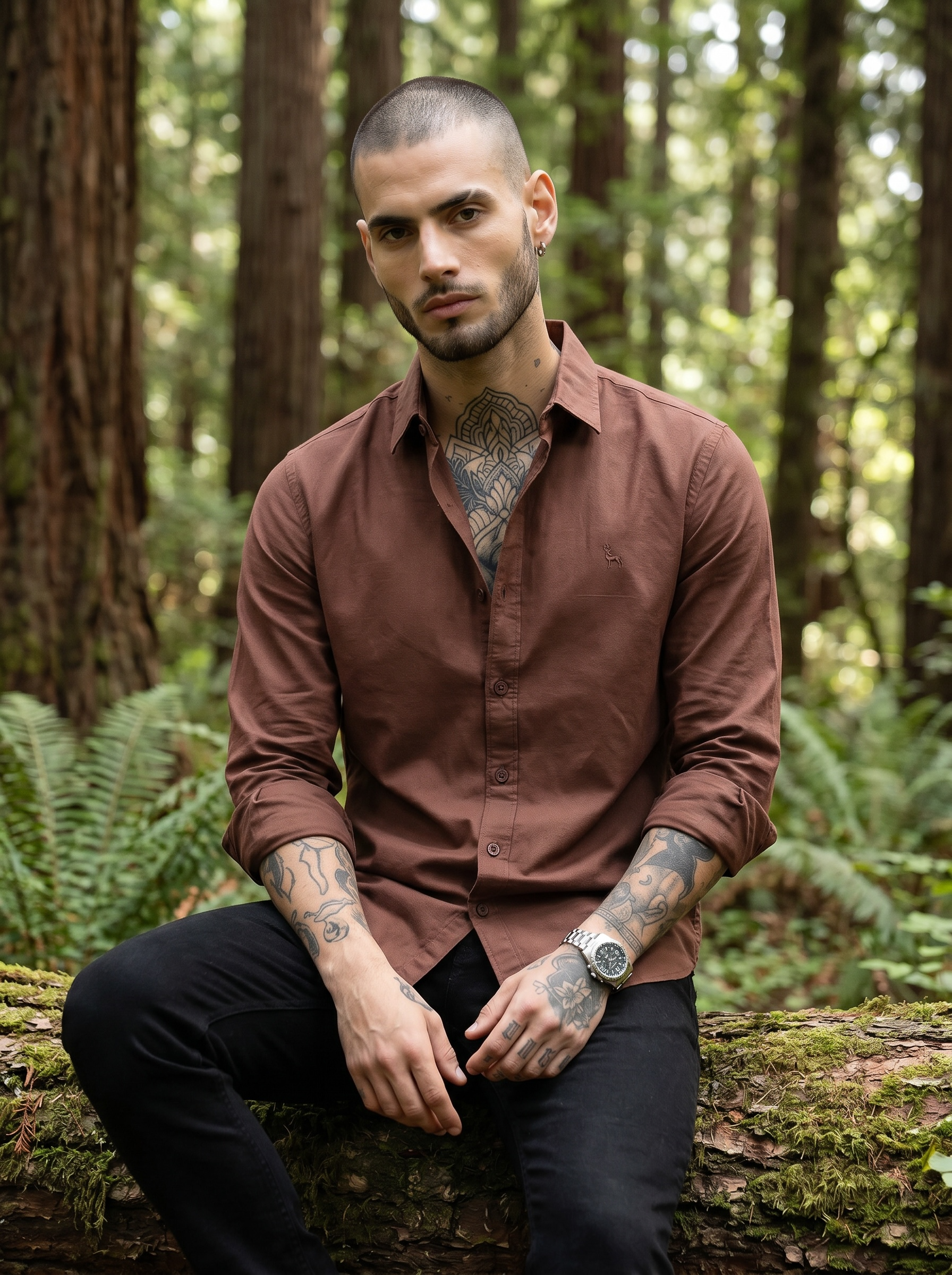Escape Deer Linen Cotton Shirt EDS 1204 R1  S7
