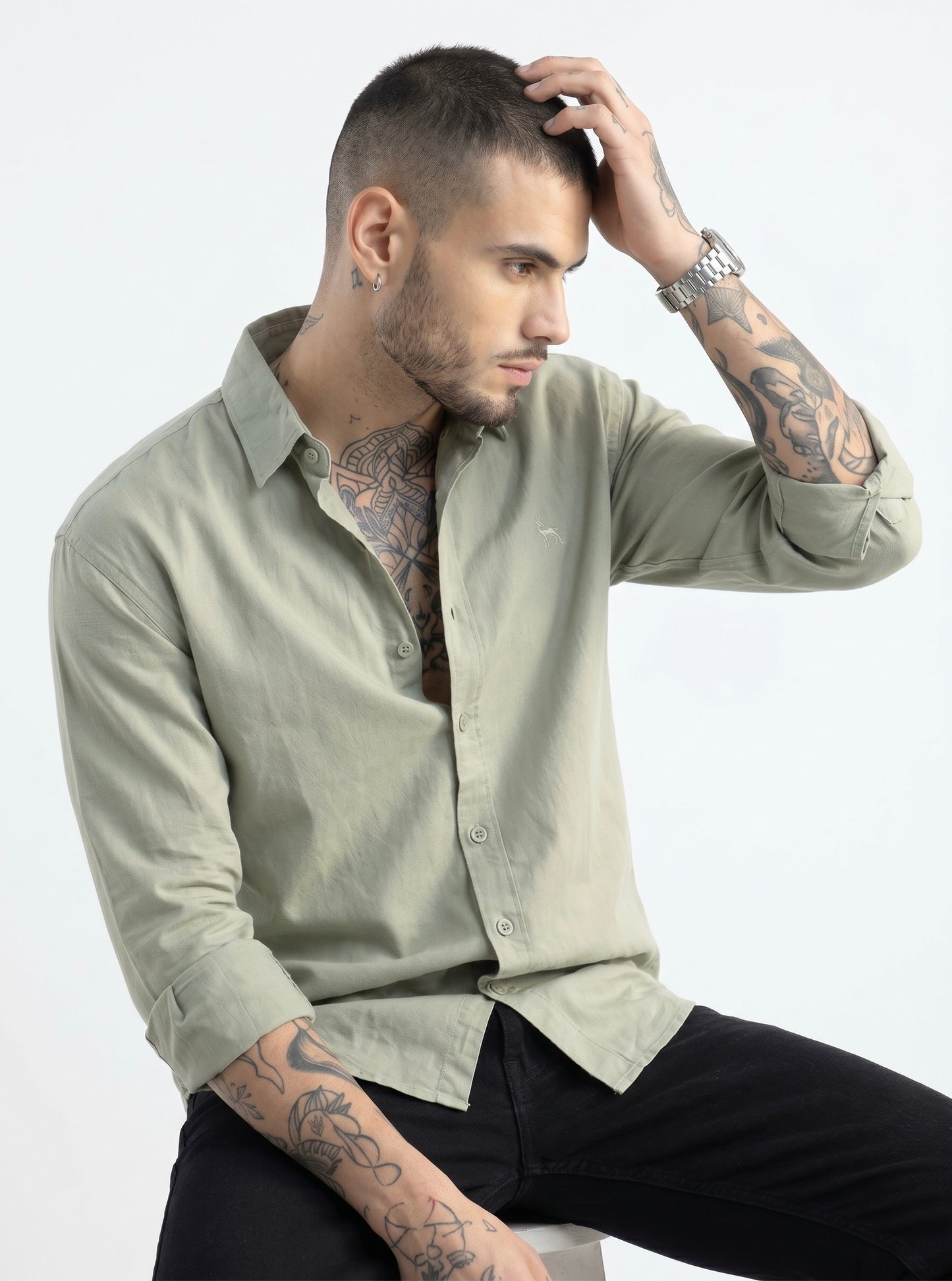 Escape Deer Linen Cotton Shirt EDS 1203 R2 S7