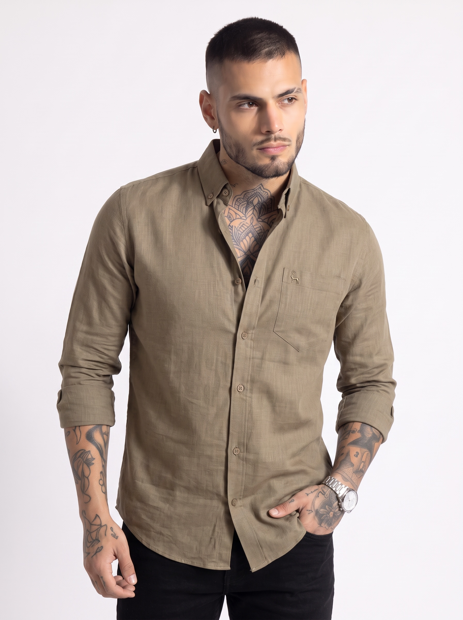 Escape Deer Cotton Linen Shirt EDS 1431 R5 S5