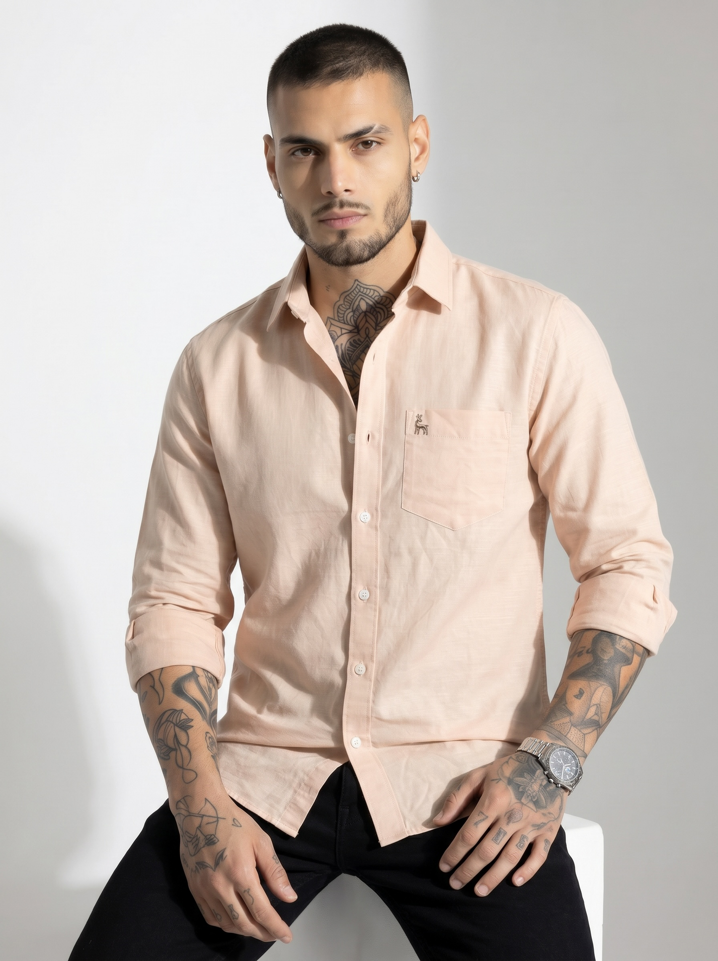 Escape Deer Cotton Linen Shirt EDS 1351 R3 S3