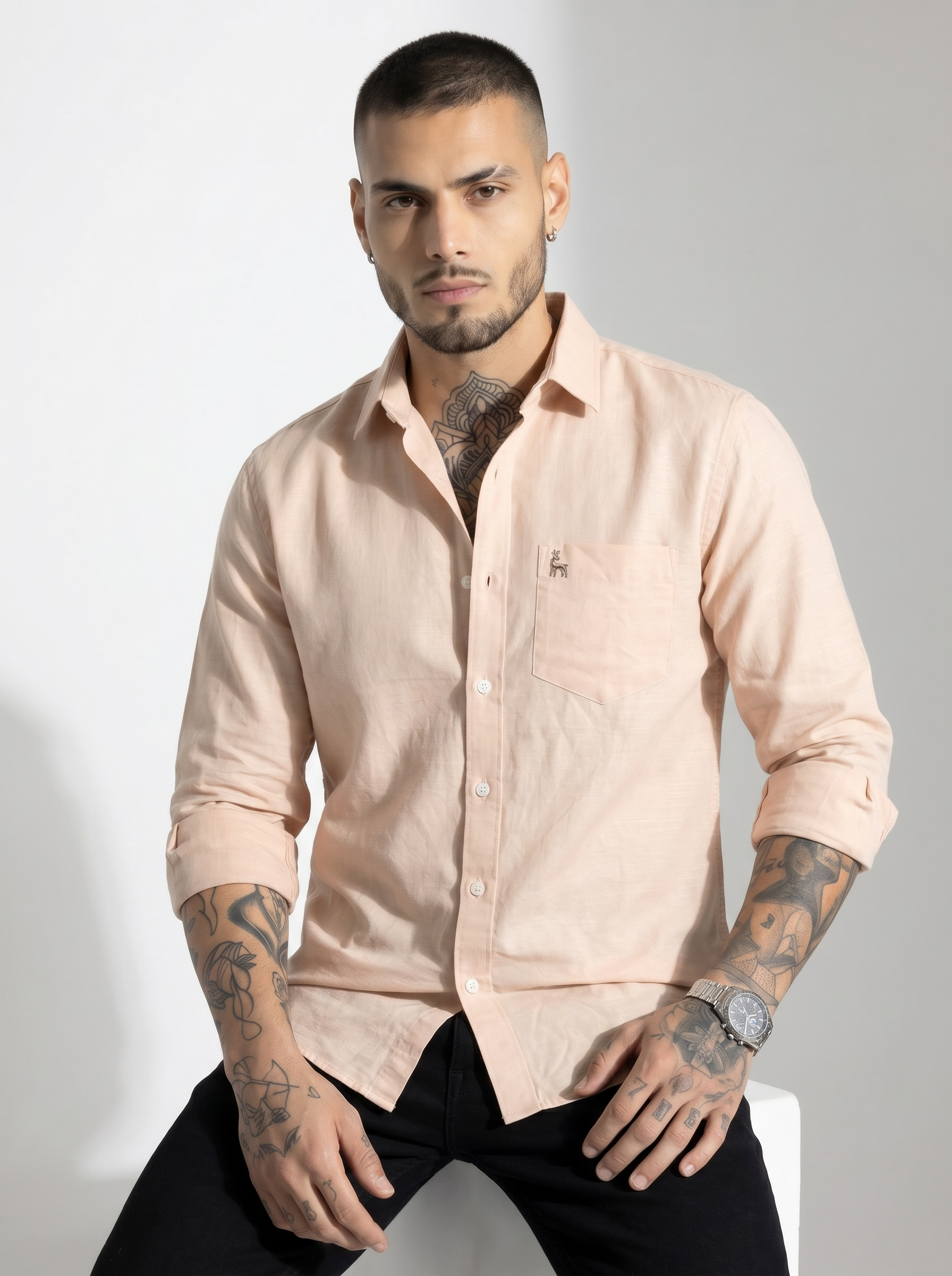 Escape Deer Cotton Linen Shirt EDS 1351 R3 S3