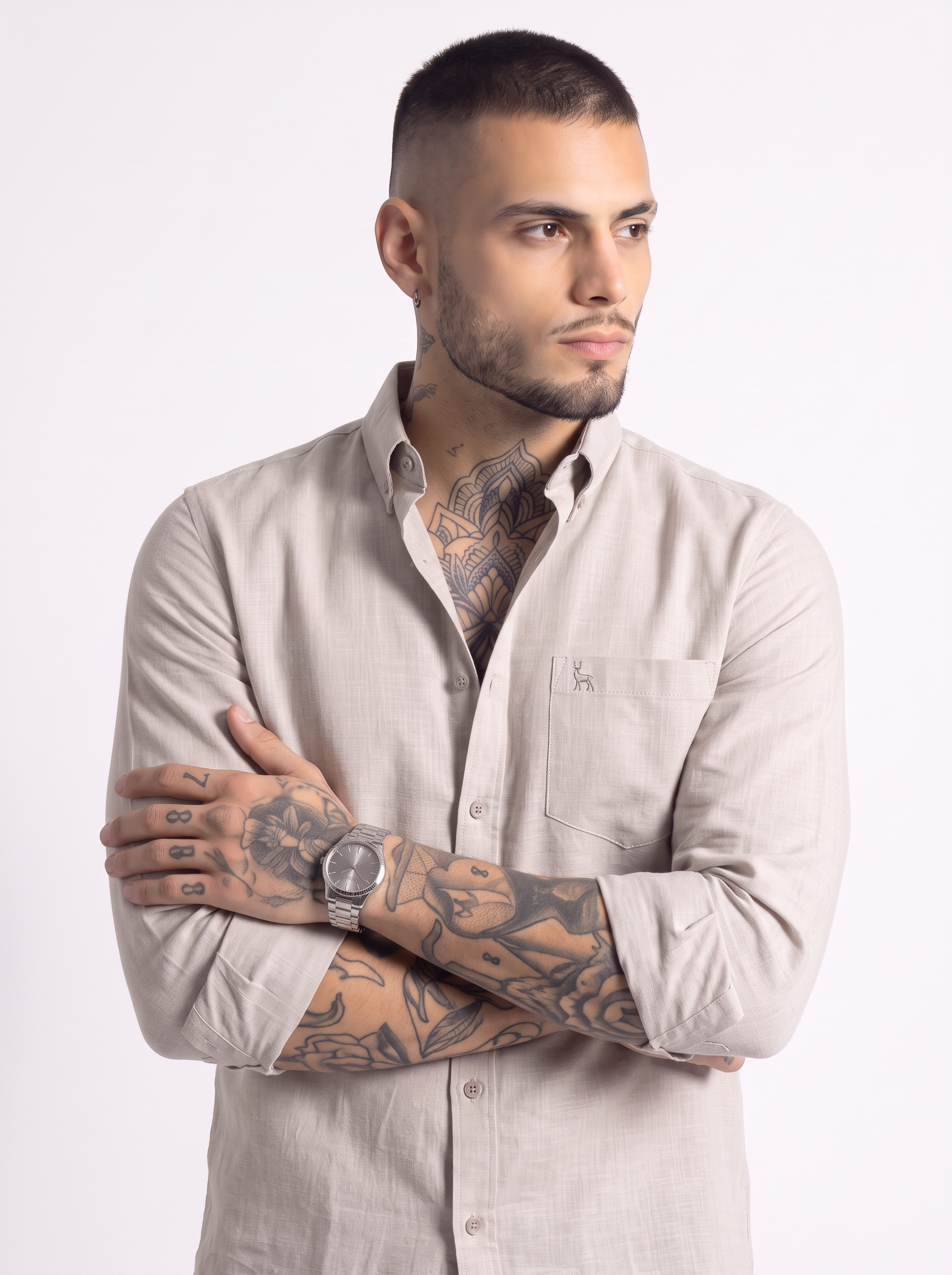 Escape Deer Cotton Linen Shirt EDS 1439 R9 S6