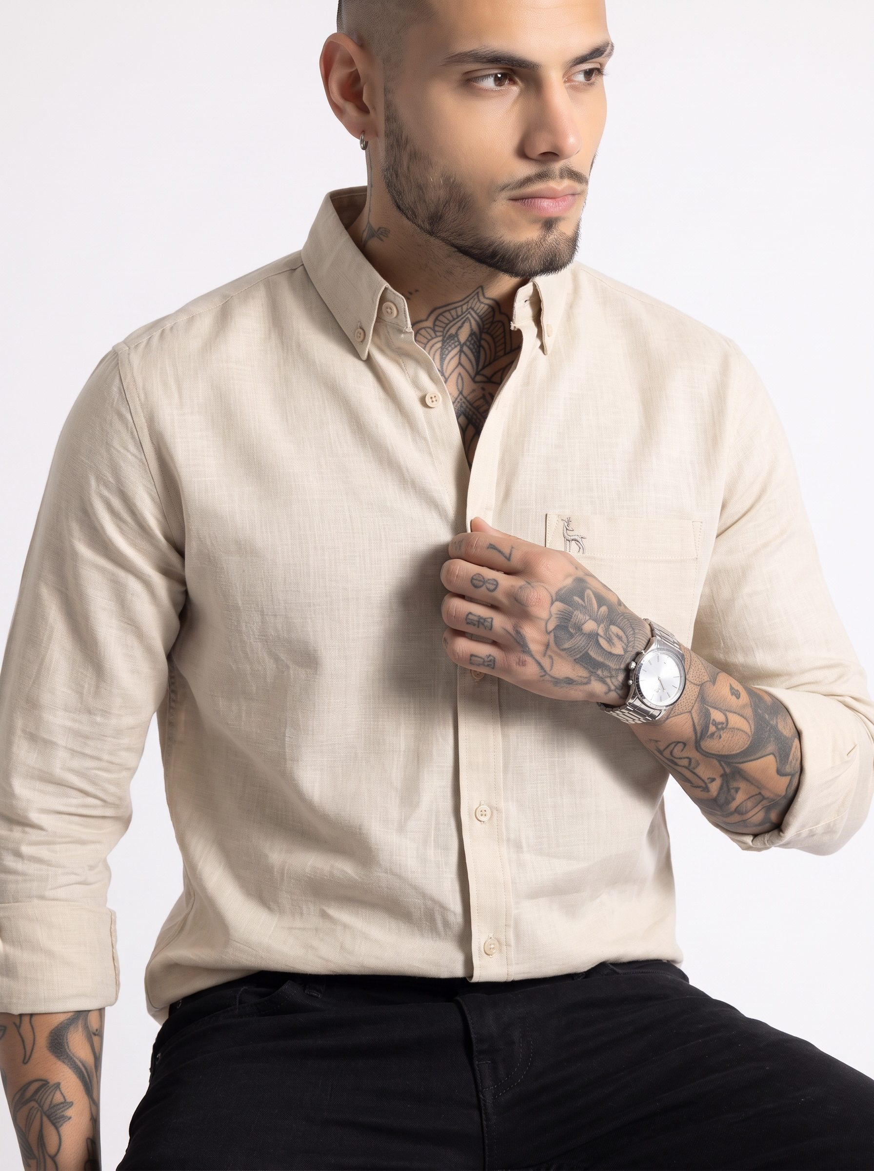 Escape Deer Cotton Linen Shirt EDS 1430 R11 S2