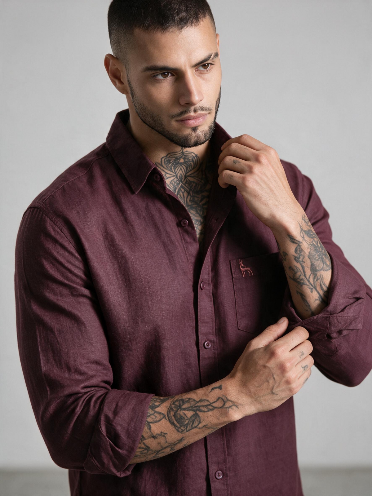 Escape Deer Cotton Linen Shirt EDS 1604 R10 S4