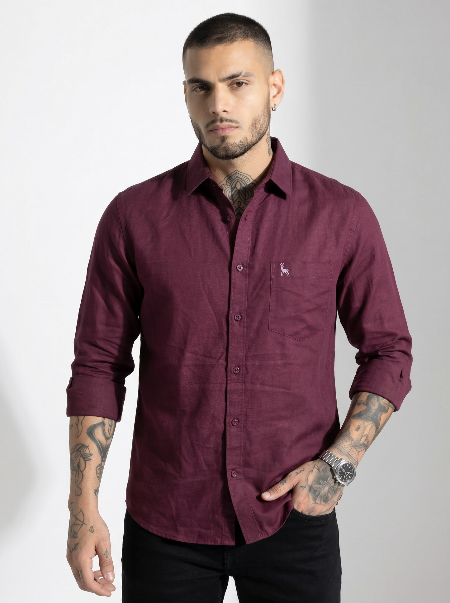 Escape Deer Cotton Linen Shirt EDS 1340 R9 S6