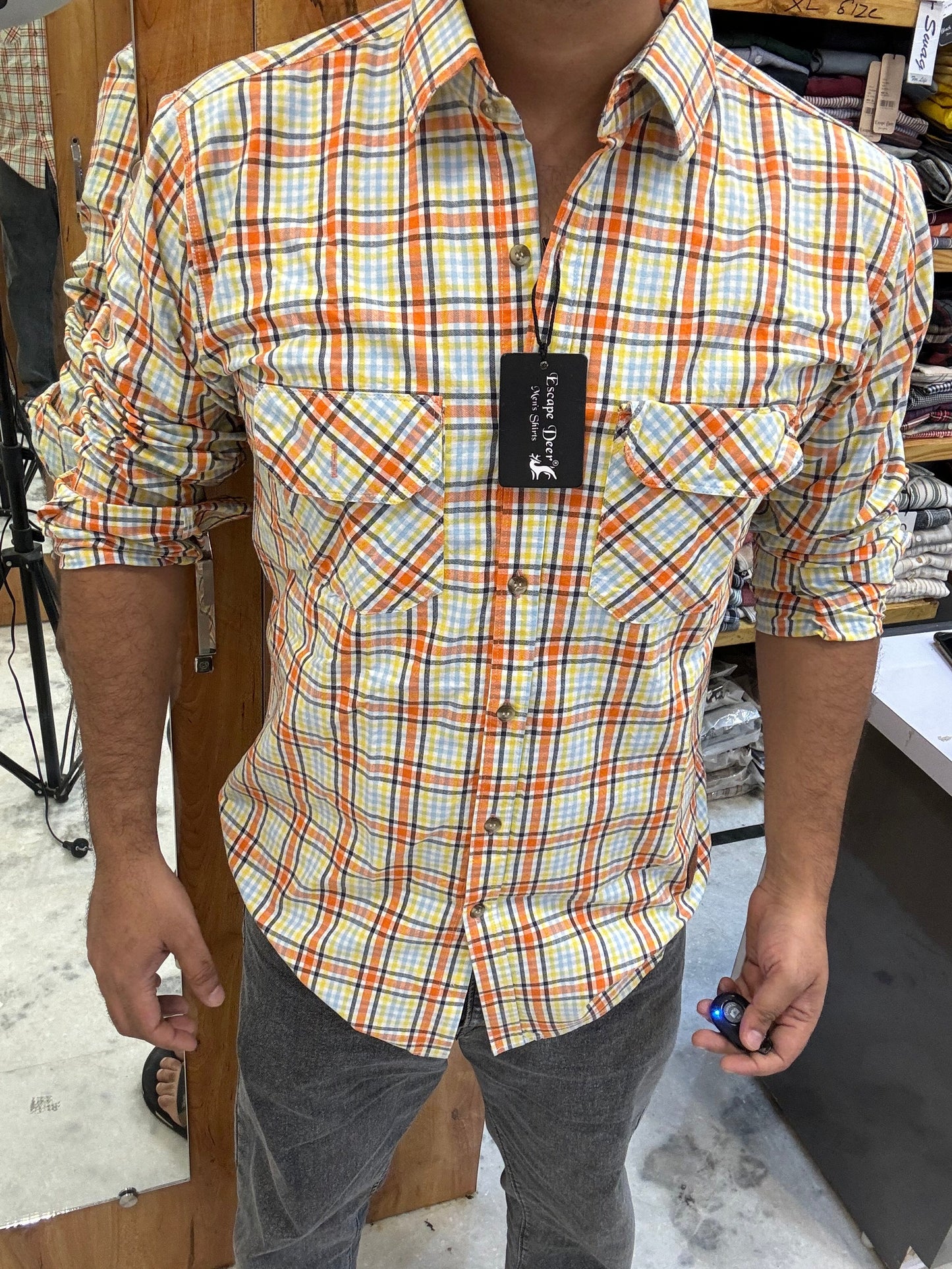 Premium Checked Double Pocket Shirt (XL) ED1080