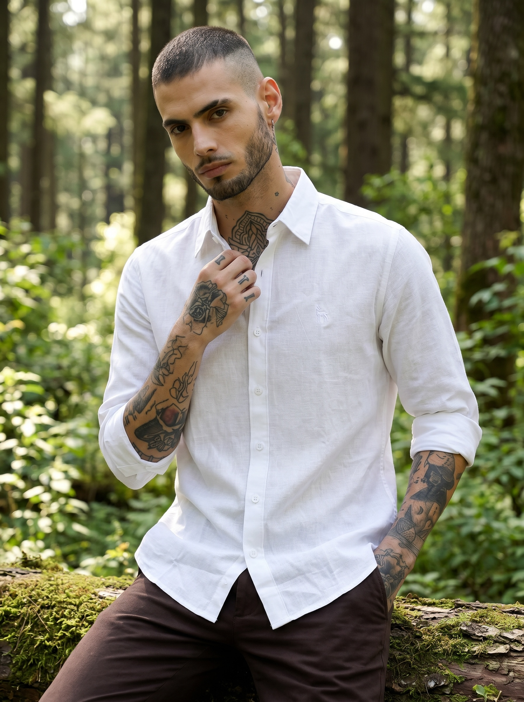 Escape Deer Linen Cotton Shirt EDS 1211 R9 S5