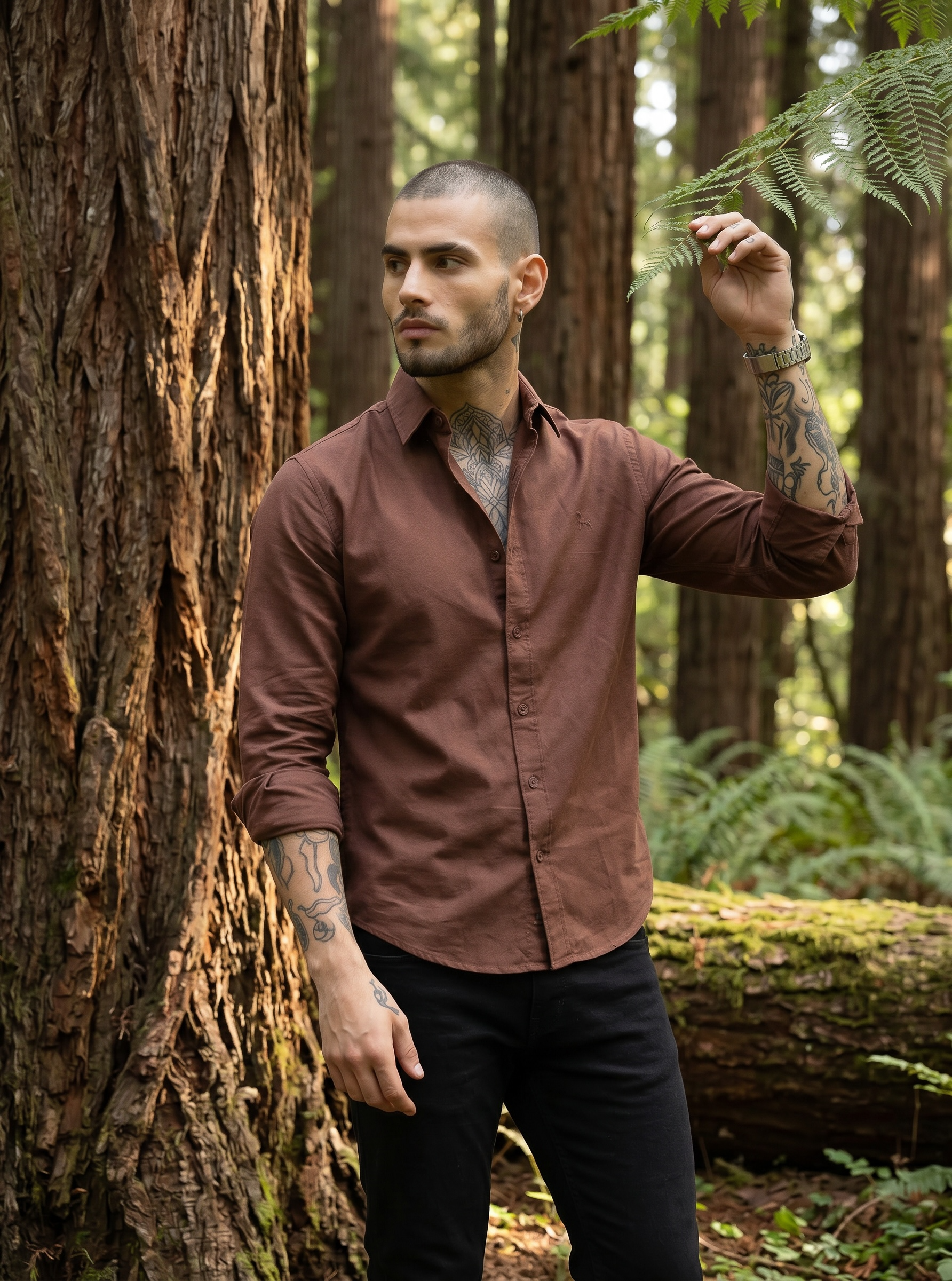 Escape Deer Linen Cotton Shirt EDS 1204 R1  S7