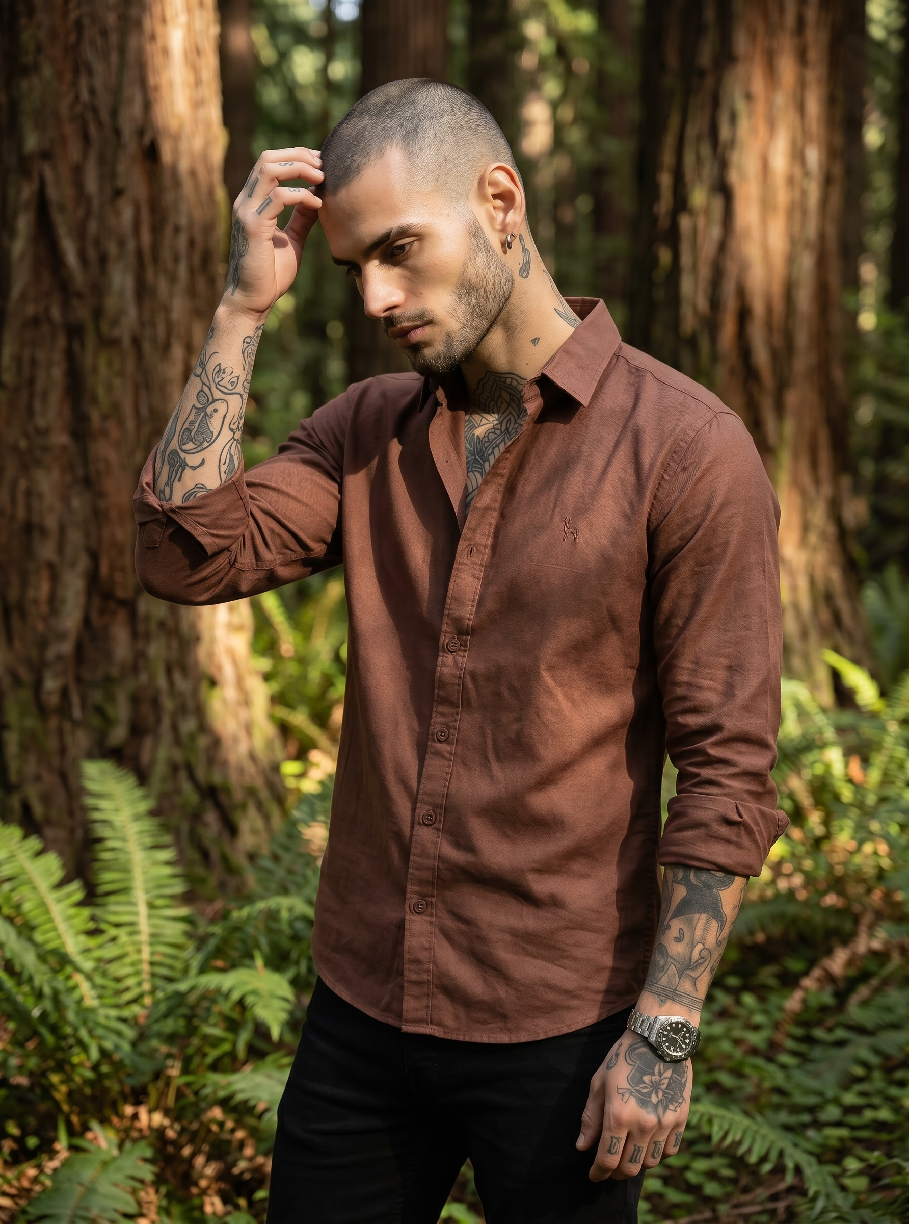 Escape Deer Linen Cotton Shirt EDS 1204 R1  S7