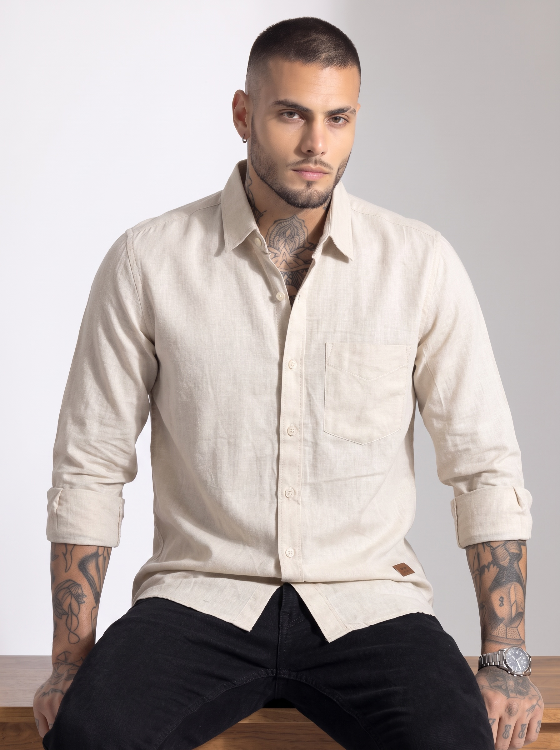Escape Deer Cotton Linen Shirt EDS 1369 R8 S5