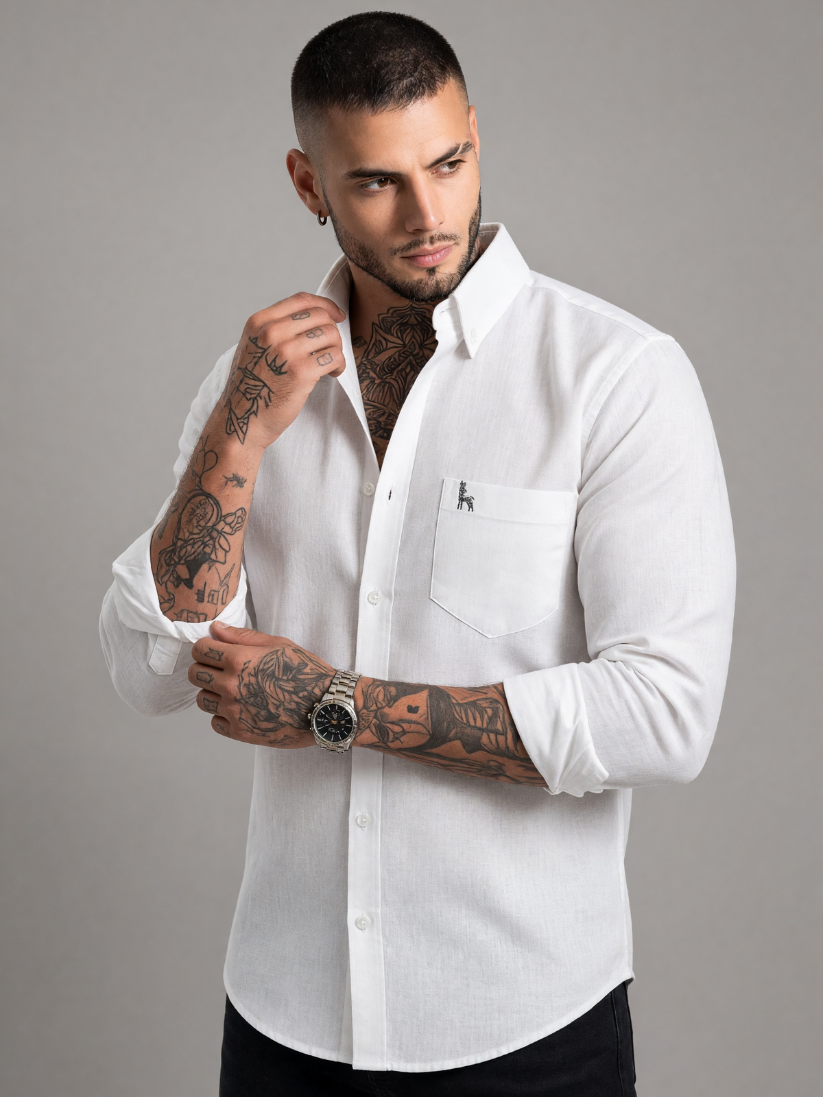 Escape Deer Cotton Linen Shirt EDS 1596 R10 S4