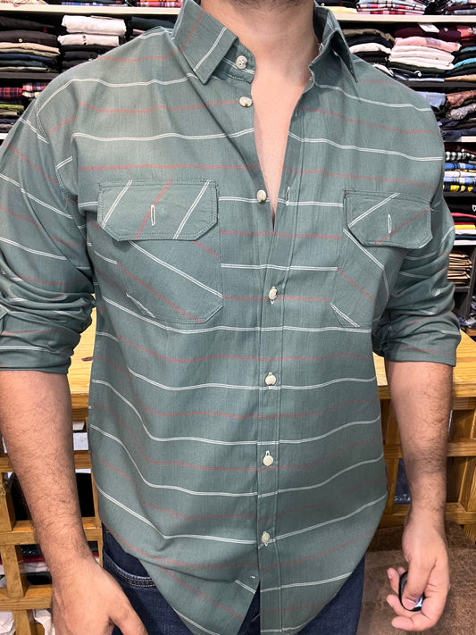 Green Striped Shirt (L) ED1032