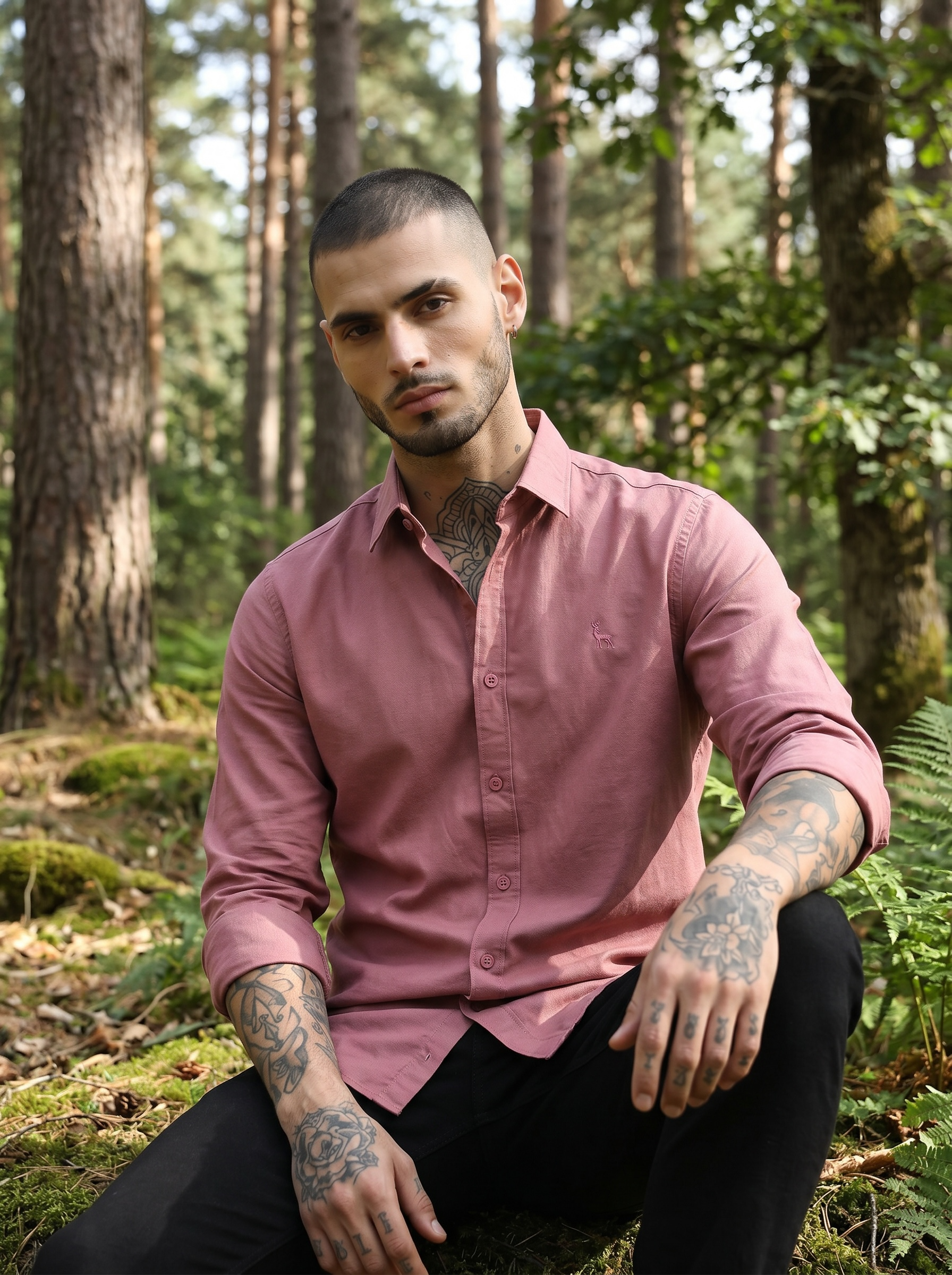 Escape Deer Linen Cotton Shirt EDS 1208 R4 S6