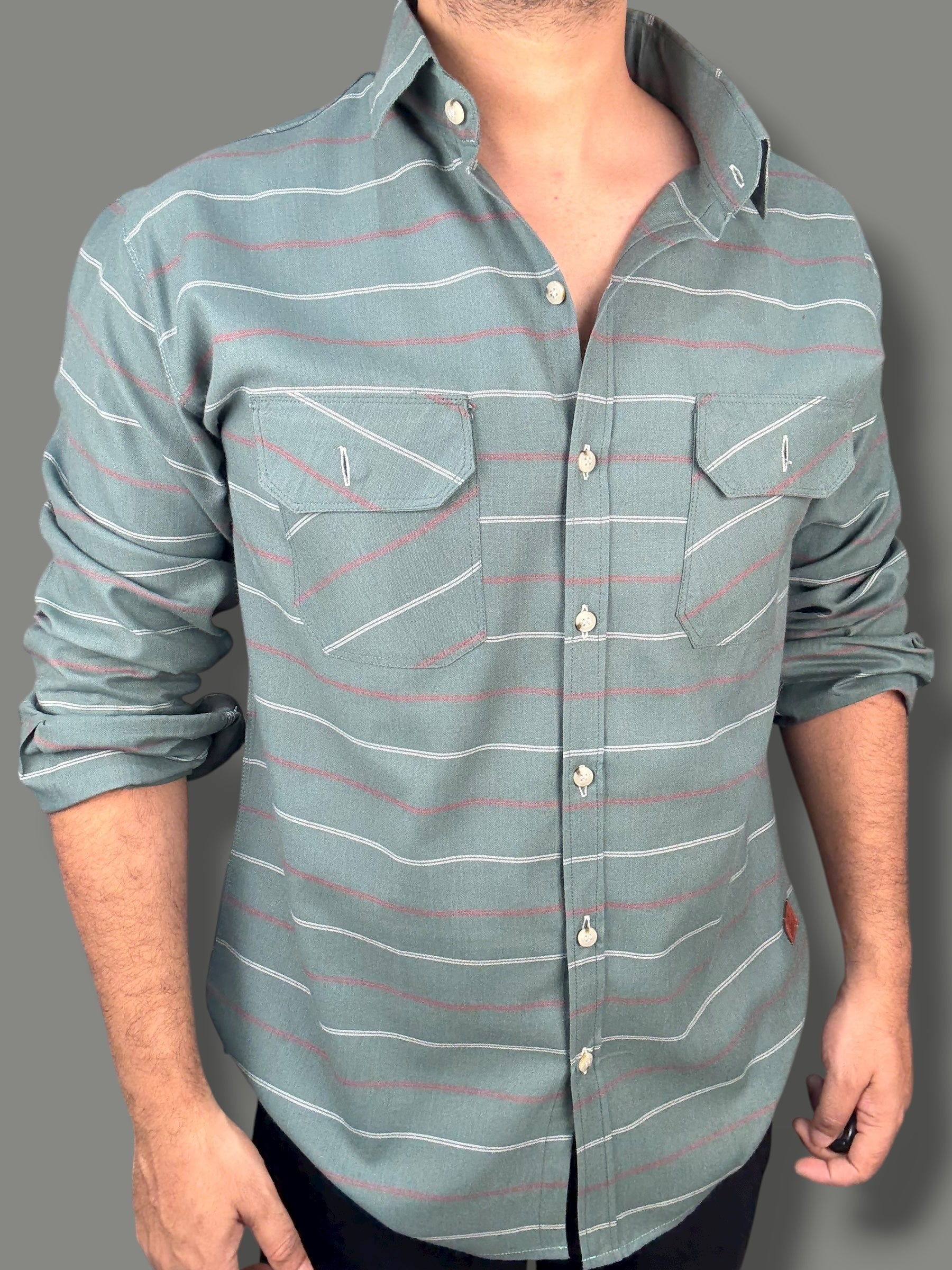 Green Striped Shirt (M) ED1032 R17 S2