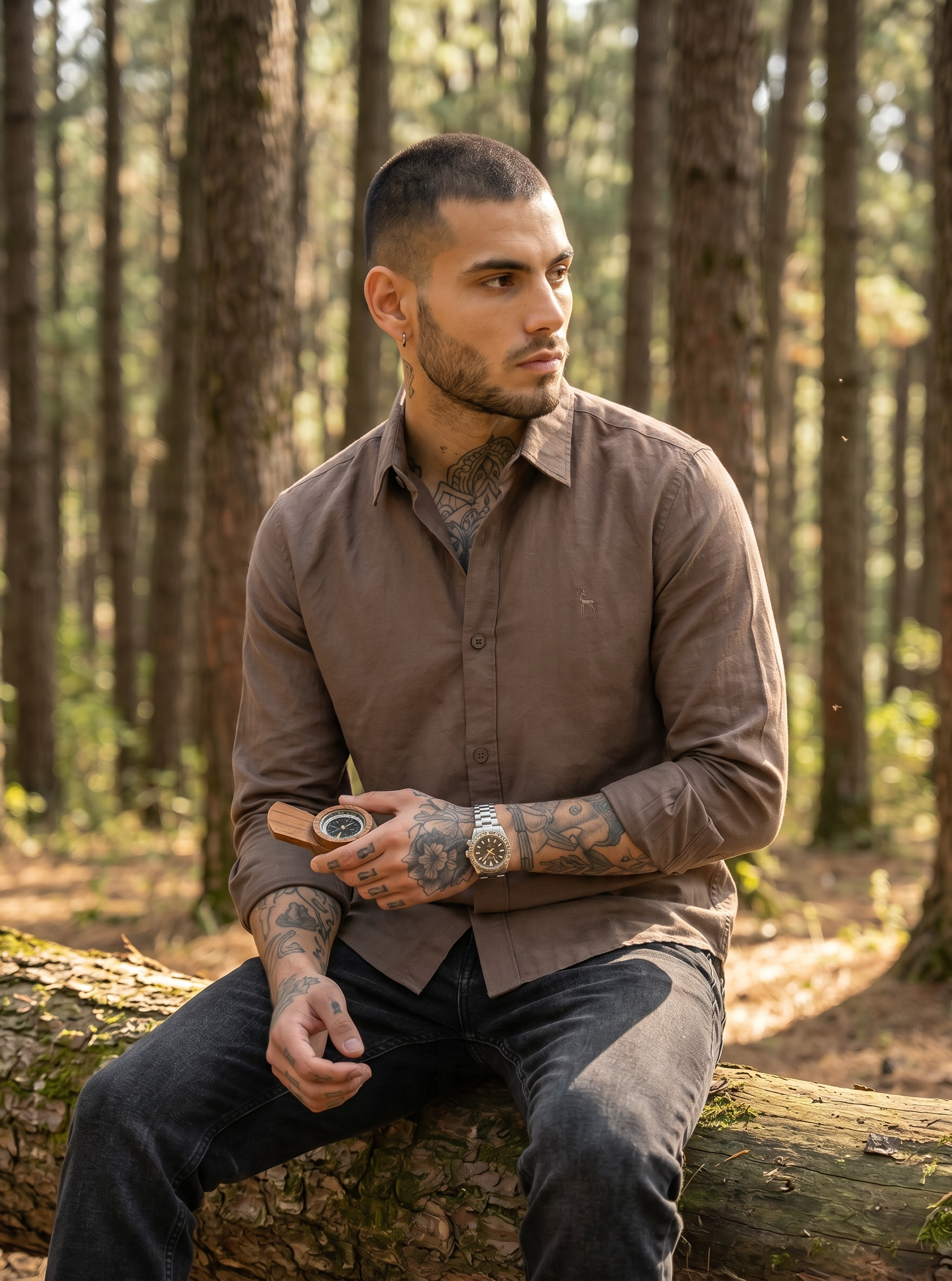 Escape Deer Linen Cotton Shirt EDS 1207 R8  S6