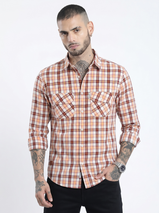 Double Pocket Checked Shirt (M) ED1091 R9 S2