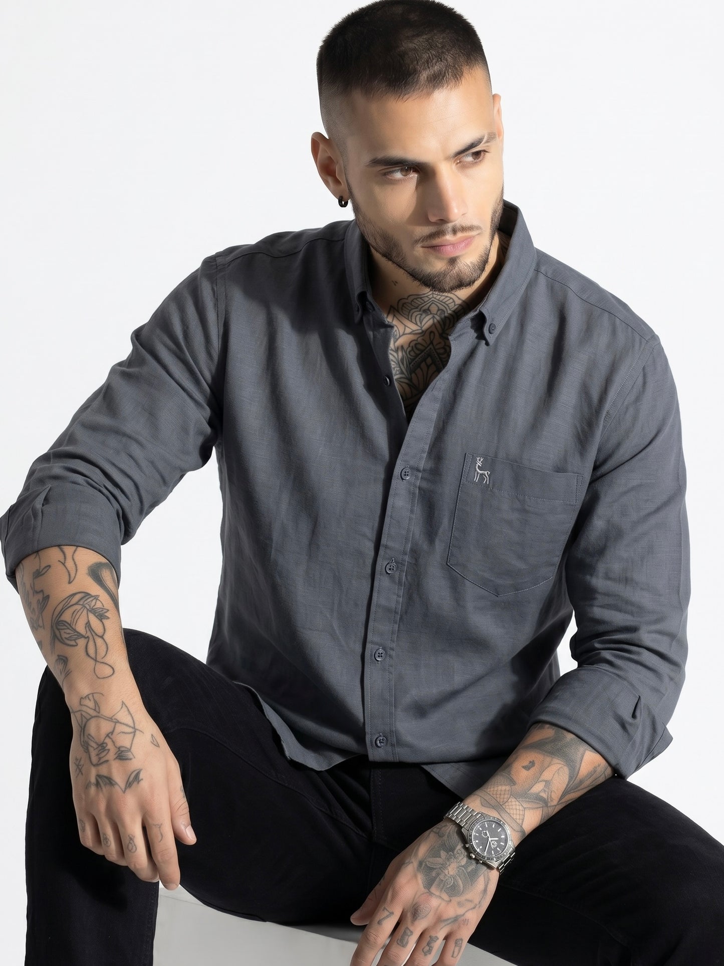 Escape Deer Cotton Linen Shirt EDS 1335 R3 S2