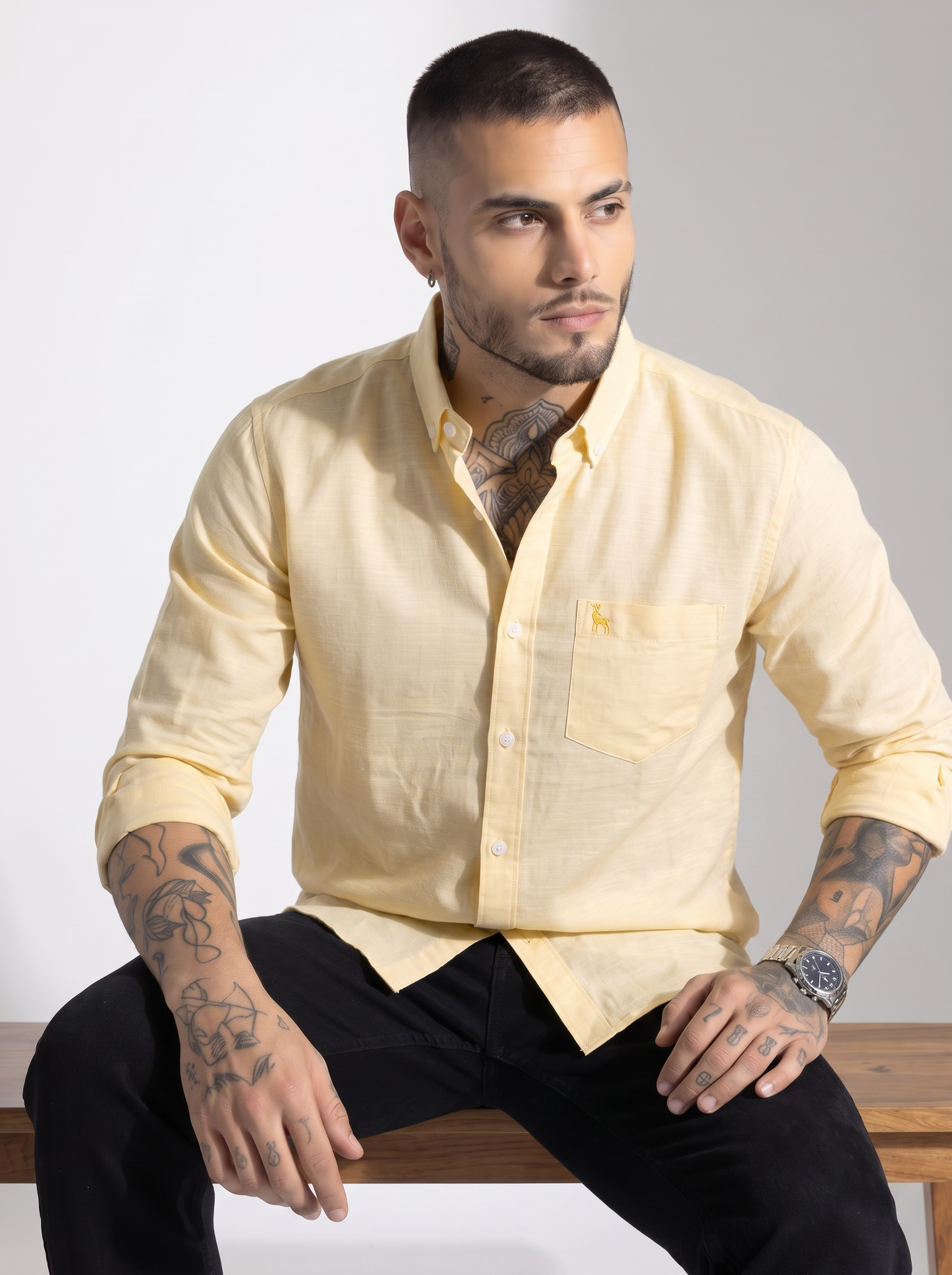 Escape Deer Cotton Linen Shirt EDS 1364 R12 S5