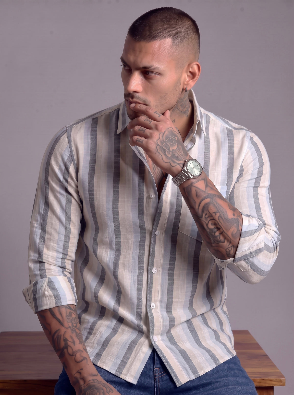 Escape Deer Cotton Linen Shirt EDS 1491 R12 S2