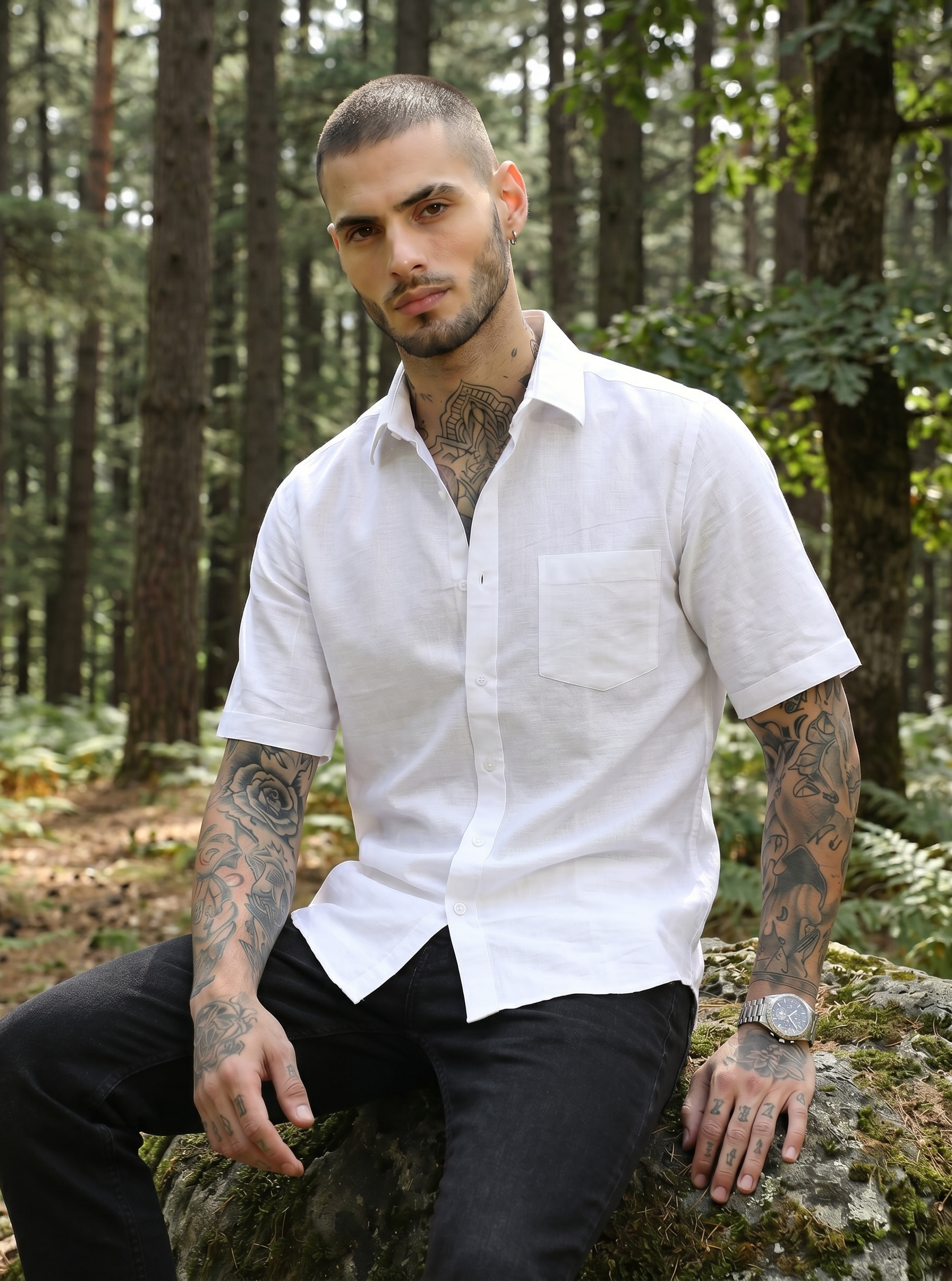 Escape Deer Linen Cotton Shirt EDS 1202