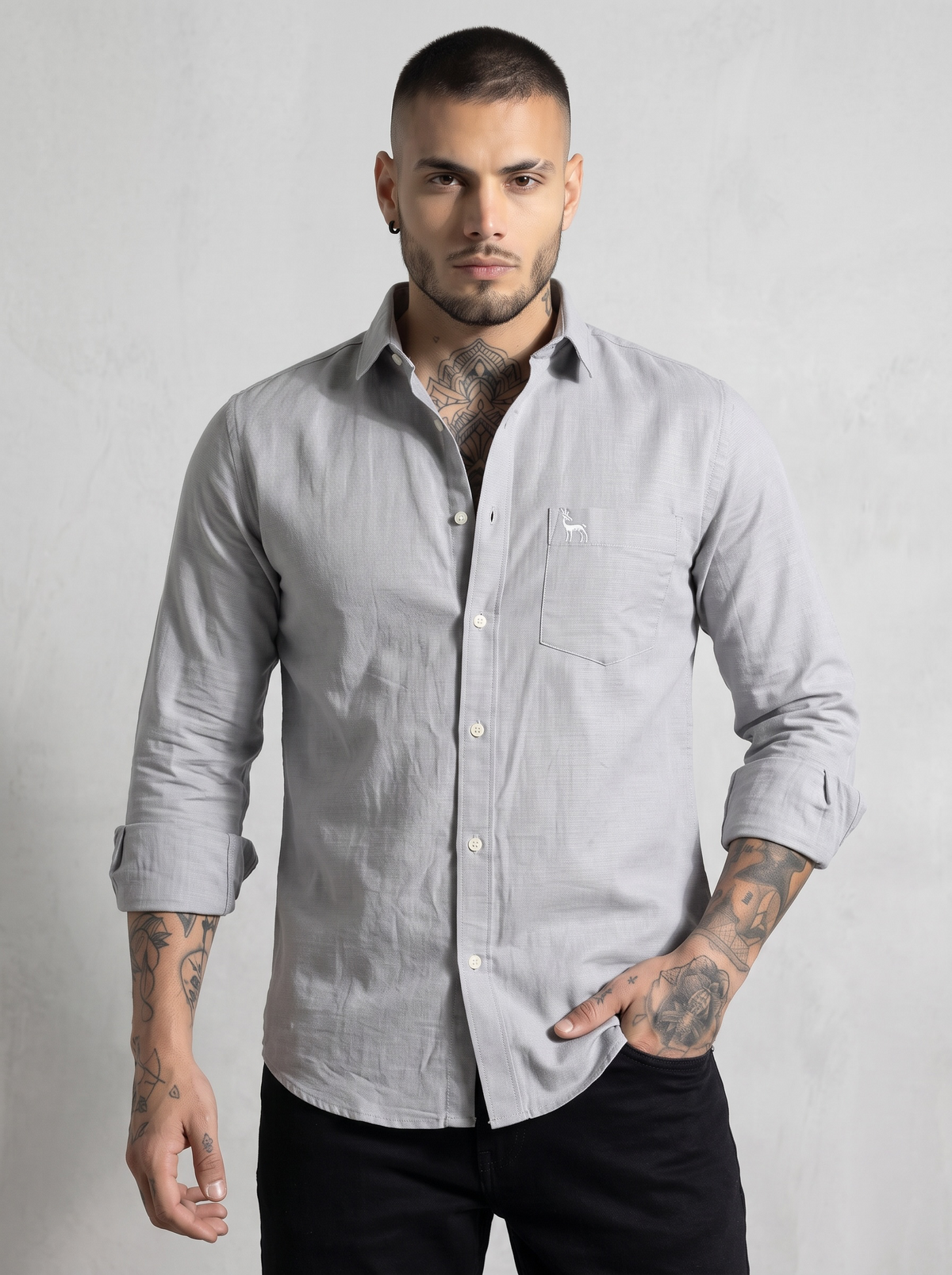 Escape Deer Cotton Linen Shirt EDS 1590 R9 S6