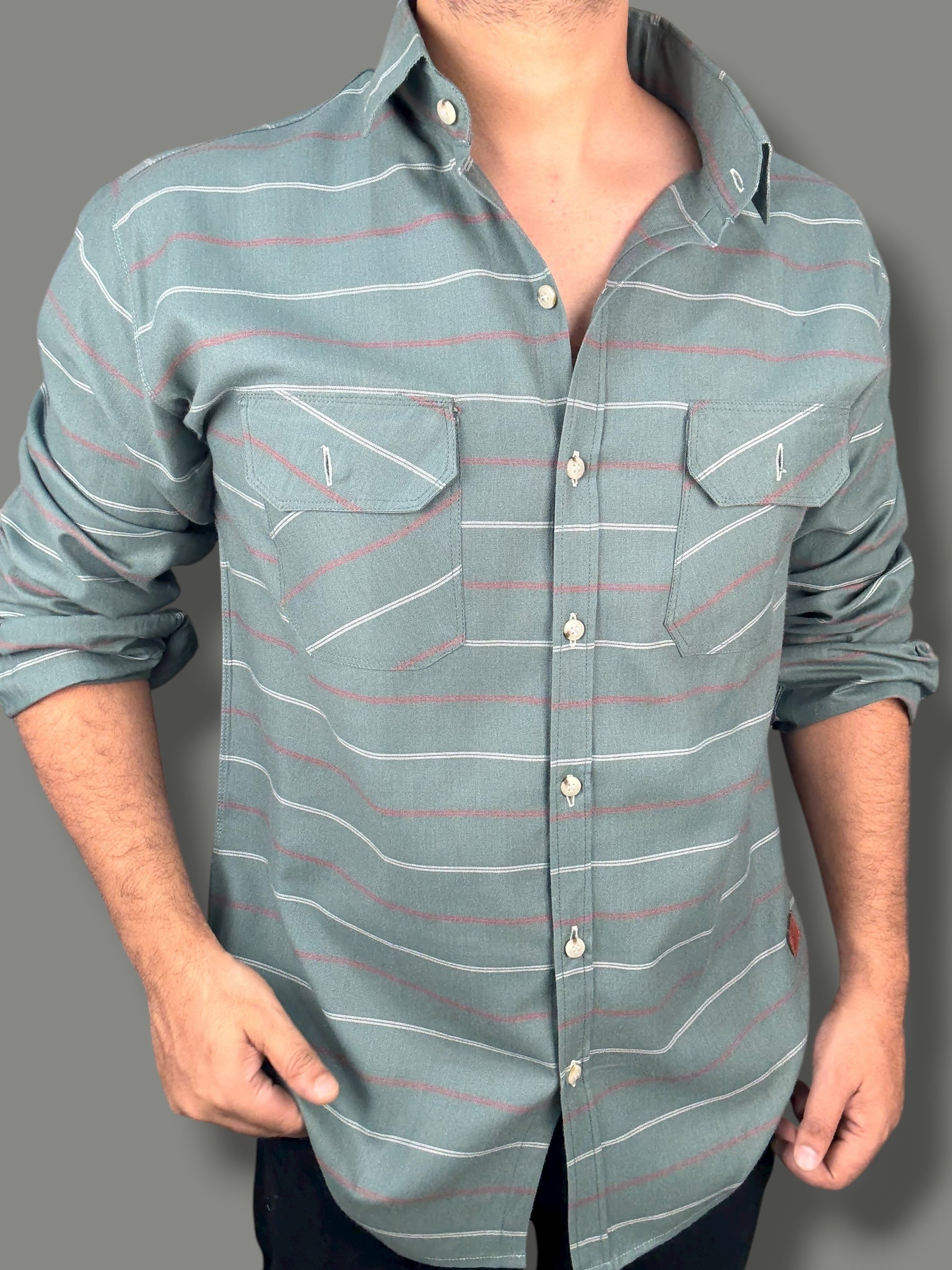 Green Striped Shirt (M) ED1032 R17 S2
