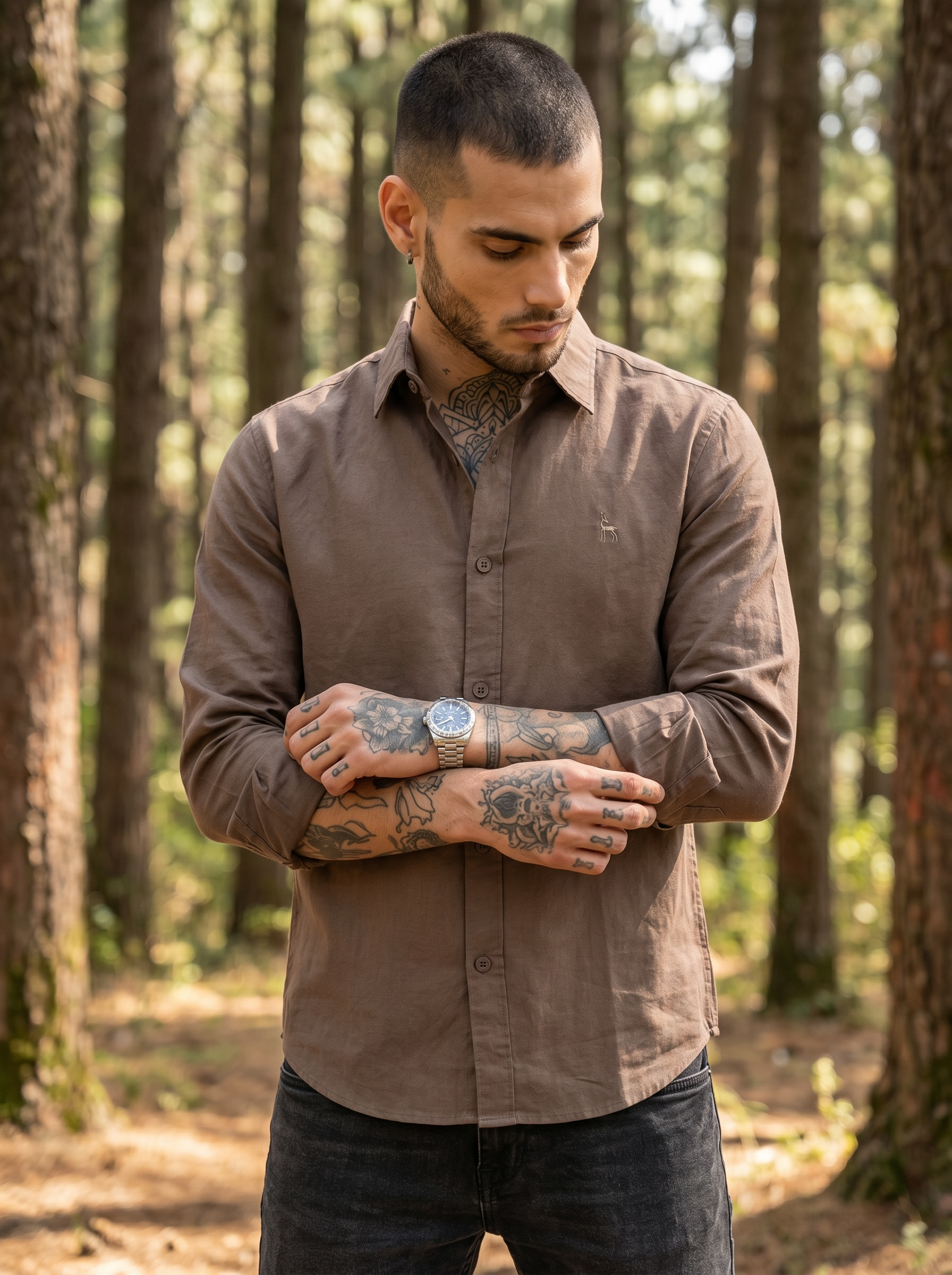 Escape Deer Linen Cotton Shirt EDS 1207 R8  S6
