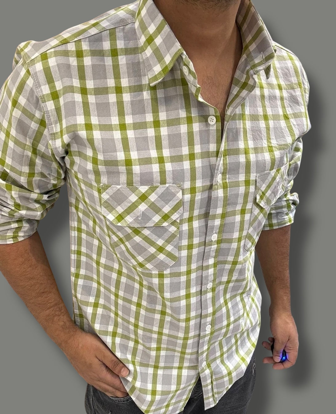 Double Pocket Checked Shirt (M) ED1094