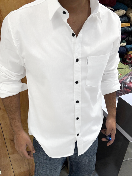 Premium White Solid Shirt (M) ED1184