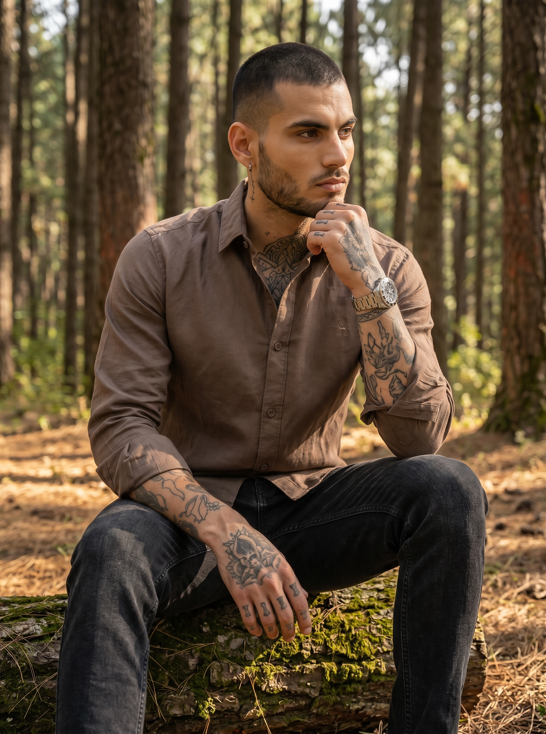 Escape Deer Linen Cotton Shirt EDS 1207 R8  S6