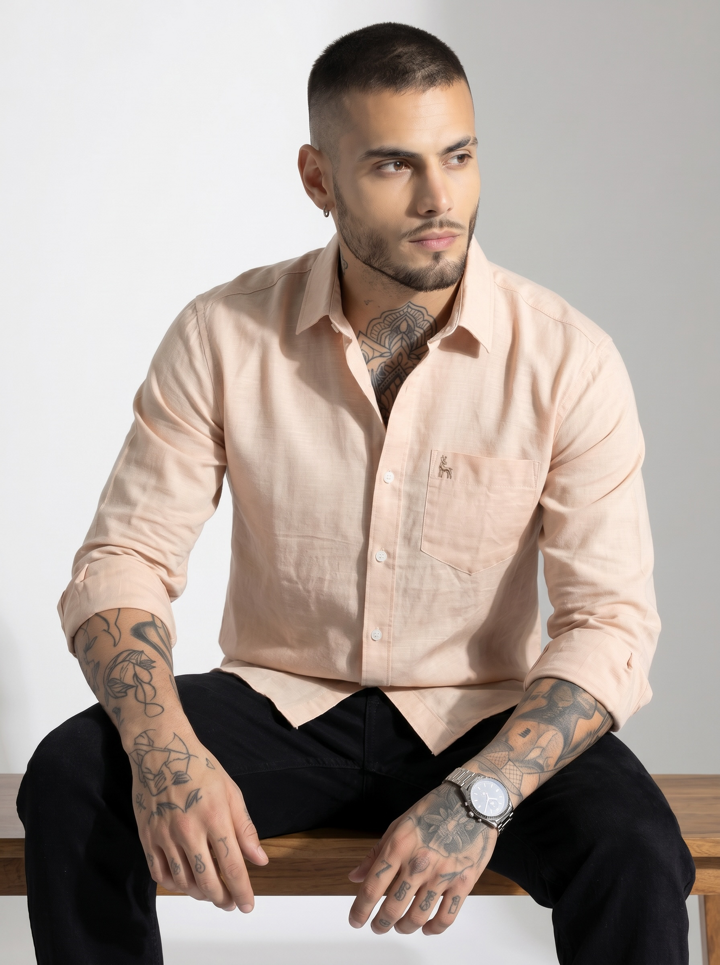 Escape Deer Cotton Linen Shirt EDS 1351 R3 S3