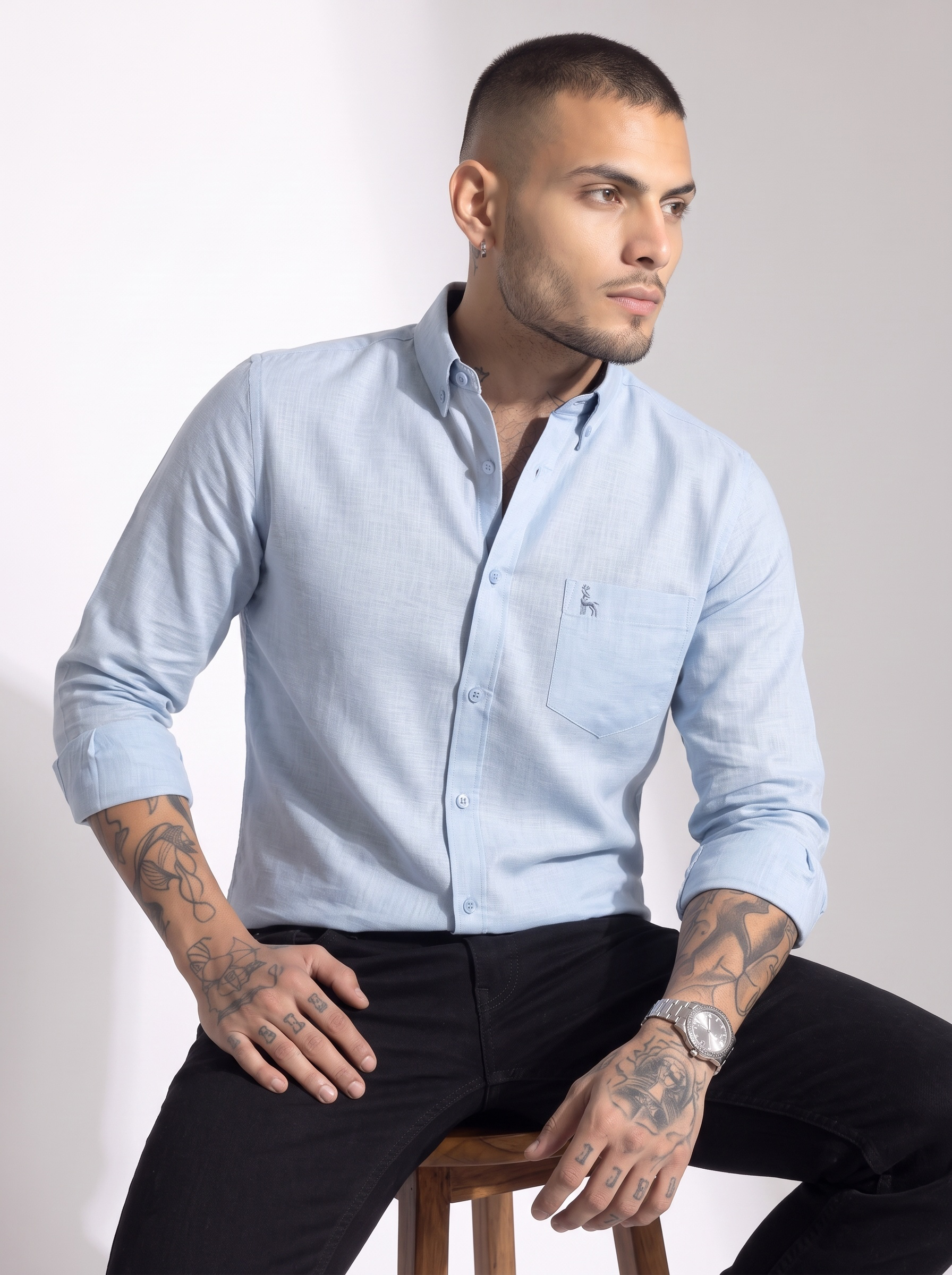Escape Deer Cotton Linen Shirt EDS 1428 R6 S1