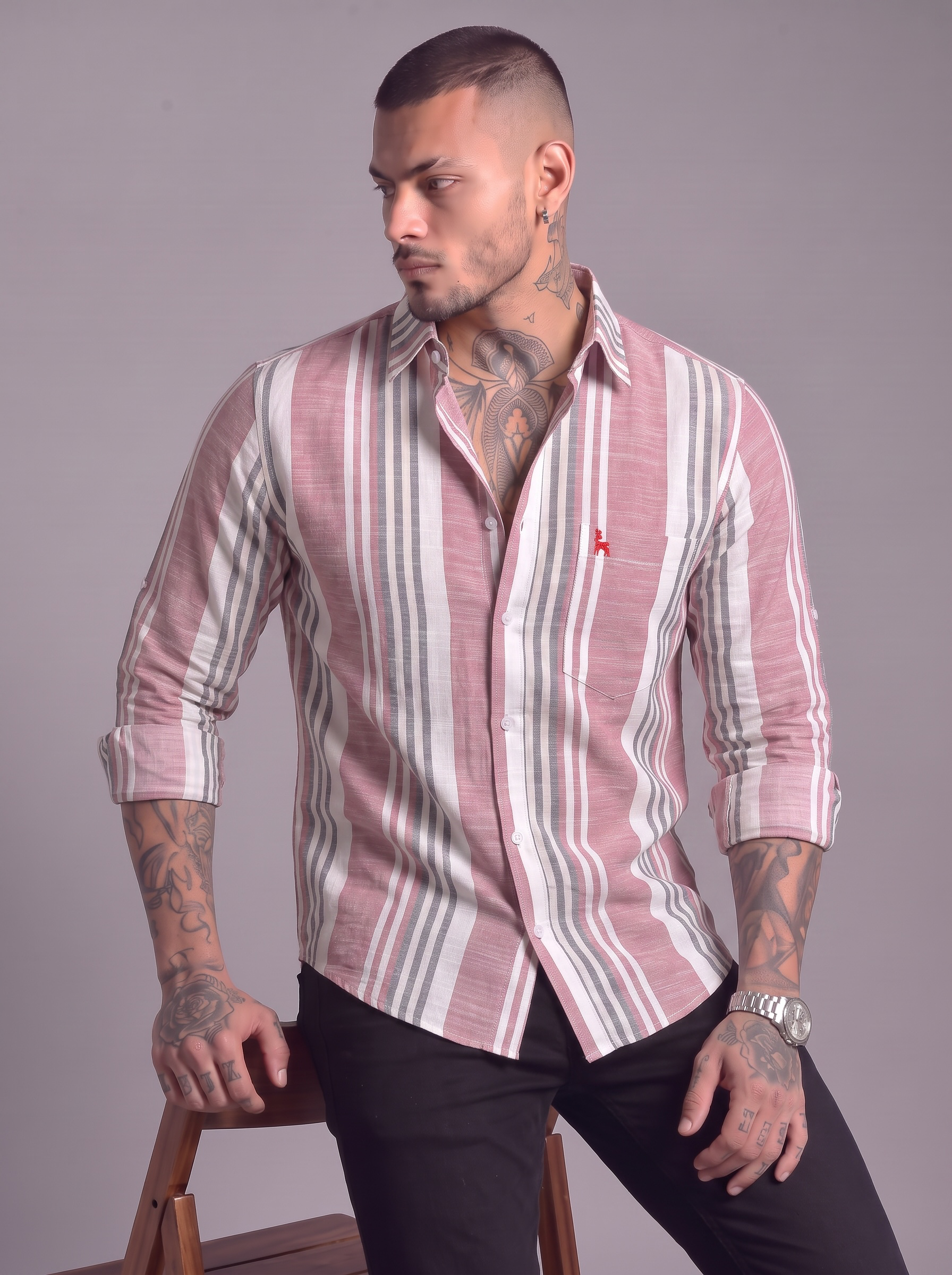 Escape Deer Cotton Linen Shirt EDS 1481 R6 S4