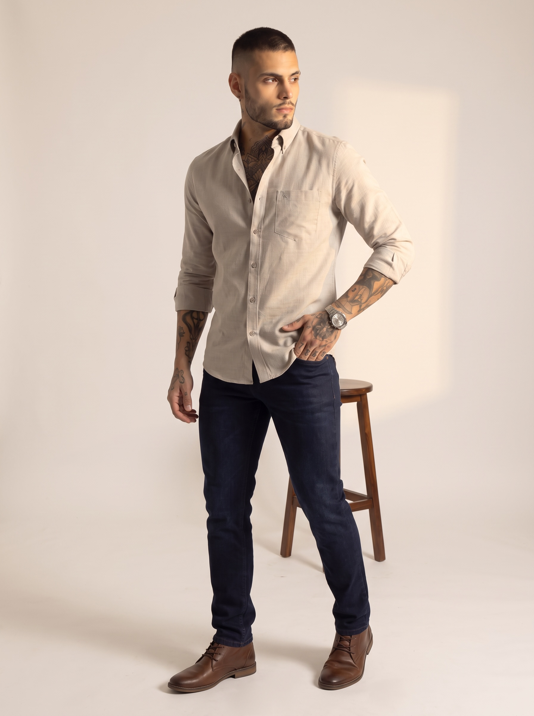 Escape Deer Cotton Linen Shirt EDS 1439 R9 S6