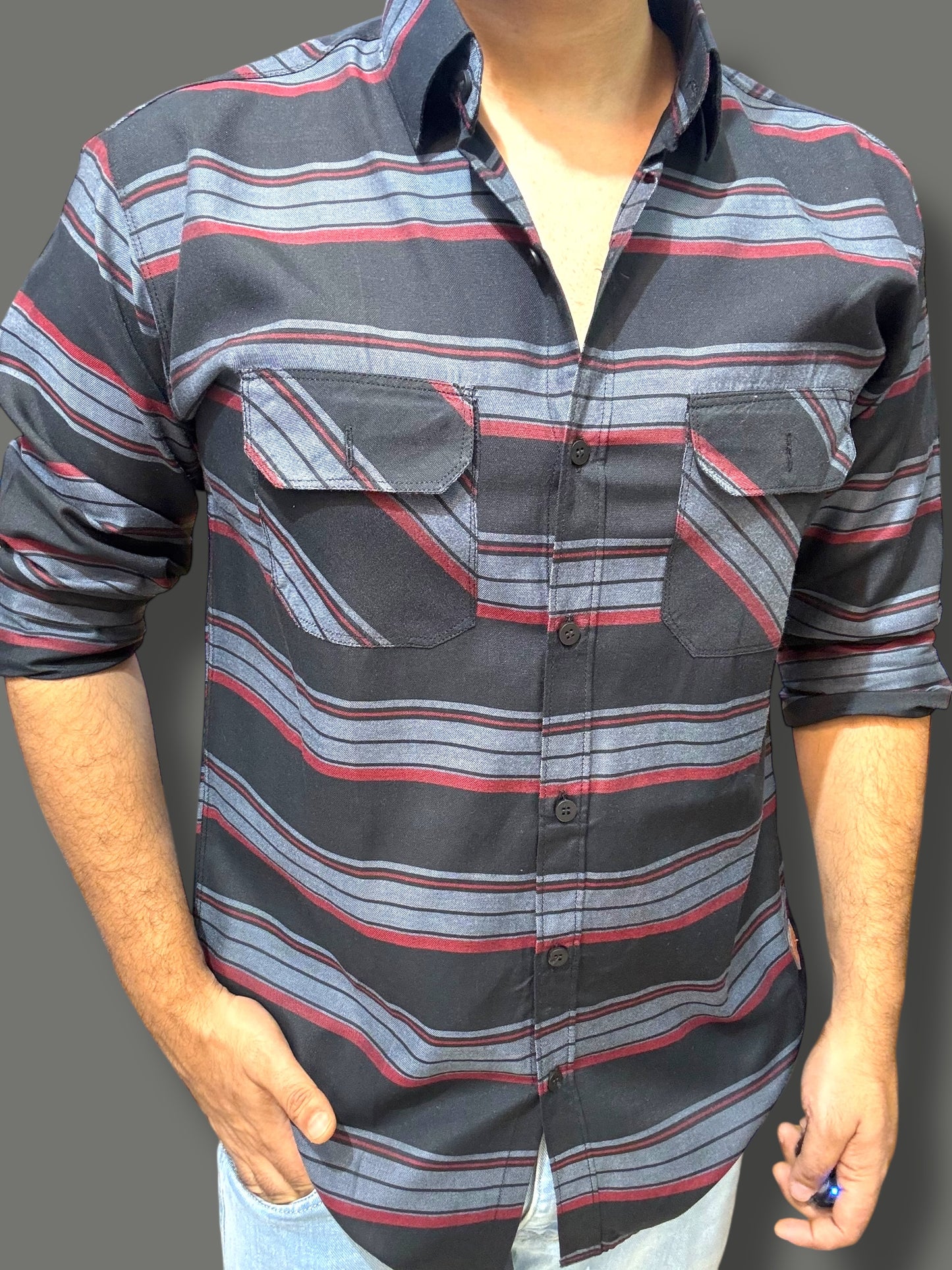 Premium Striped Shirt (M) ED1017 R6S5
