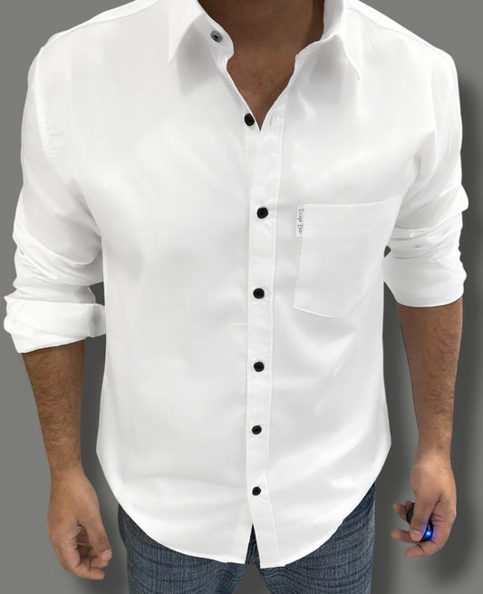 Premium White Solid Shirt (L) ED1184